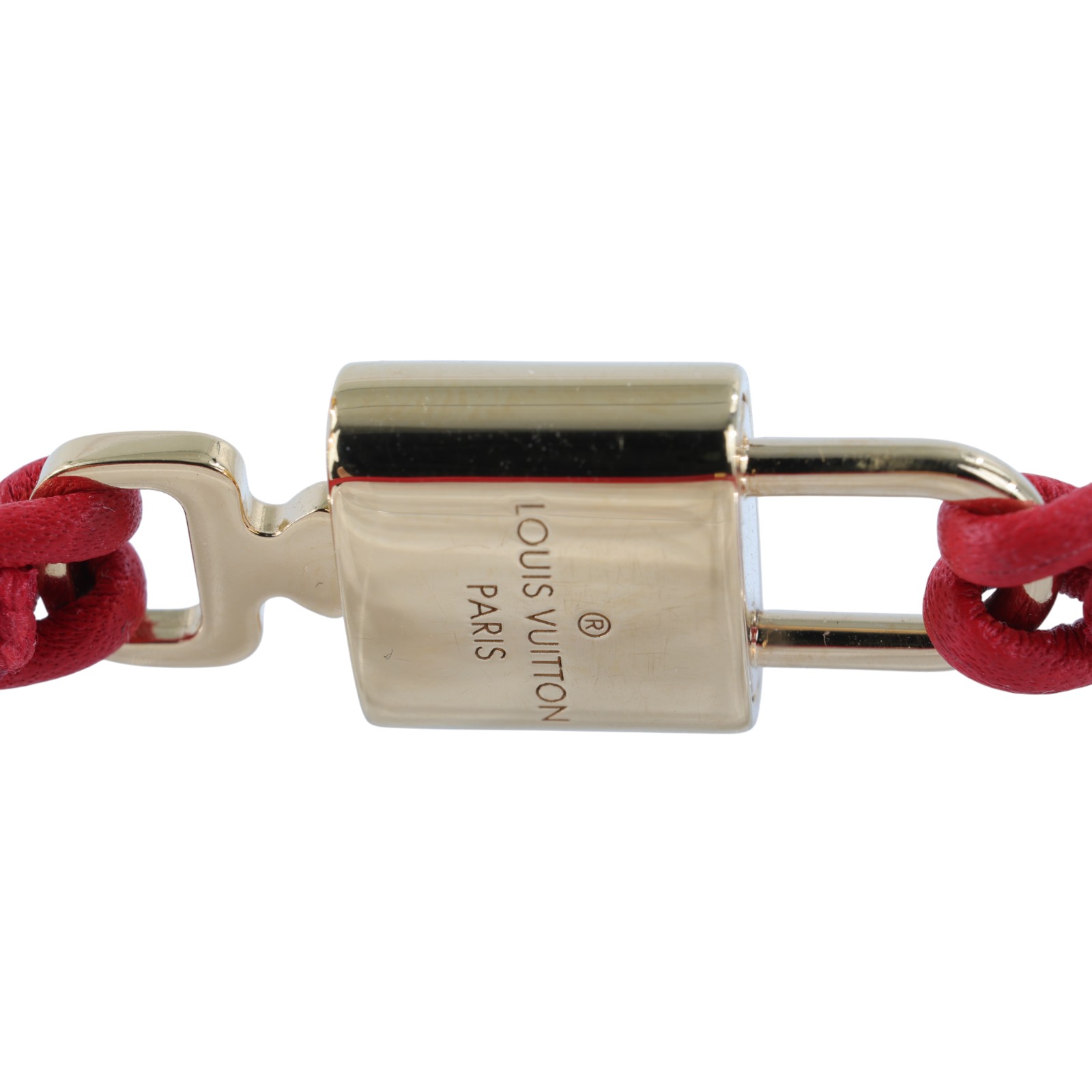 路易威登 LOUIS VUITTON LV Padlock 手鐲 紅色 M8139F 紅PADLOCK手環 原廠盒子/內襯