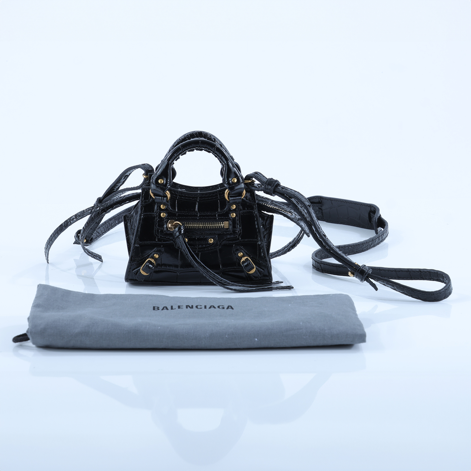 巴黎世家 BALENCIAGA NEO CLASSIC CITY 機車包 6695371ROD1 黑鱷魚壓紋Mini Neo Classic 防塵袋