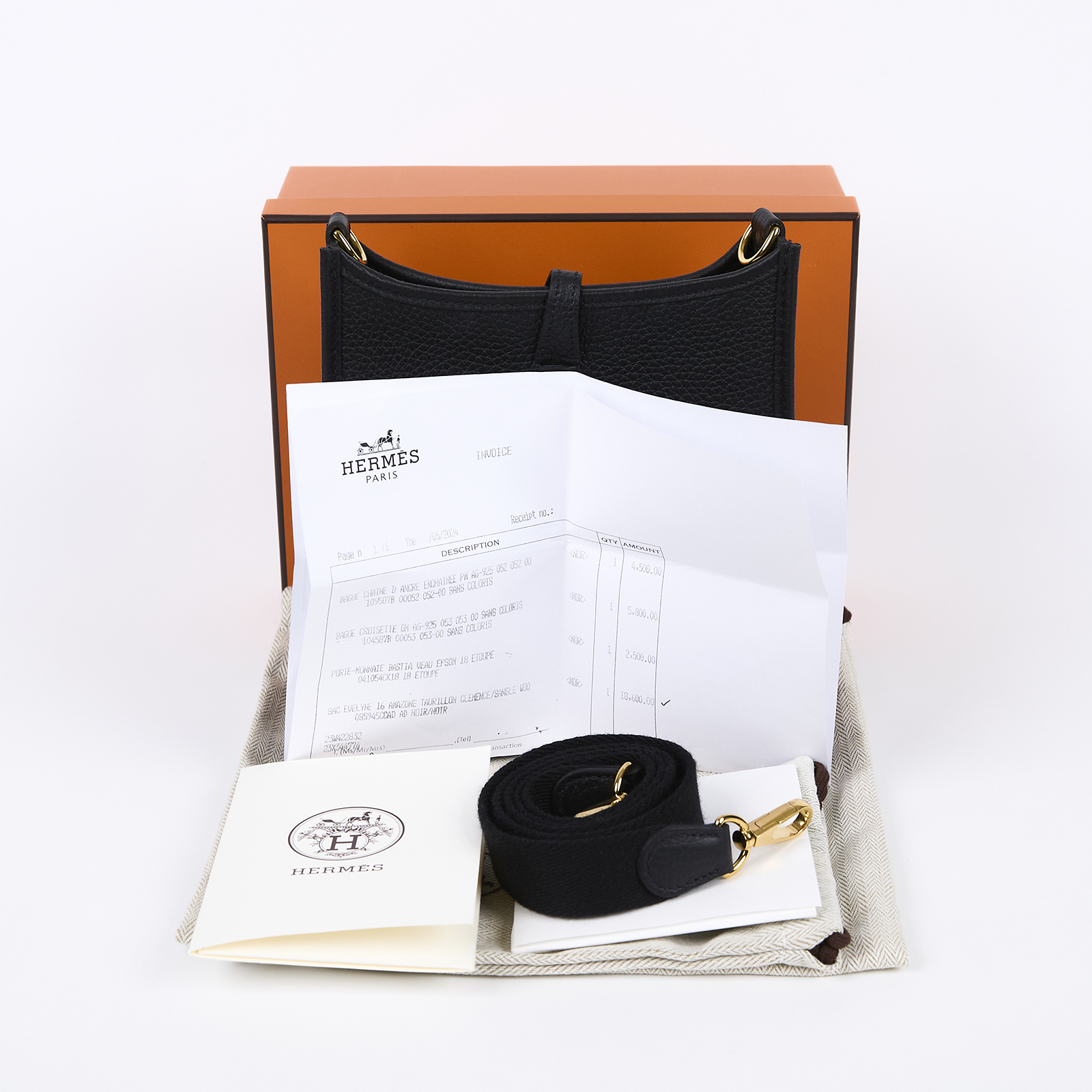 愛馬仕 Hermes Evelyne Bag Mini 伊芙琳包 Evelyne 16 黑色 金色五金 H069426CC89   原廠盒子/防塵袋/購買證明影本