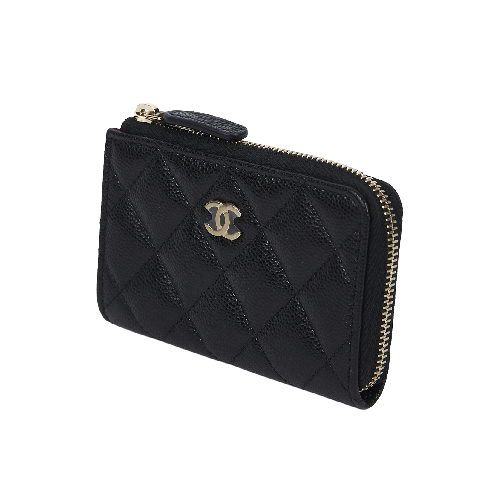 香奈兒 CHANEL CC LOGO 菱格紋 鑰匙包 零錢包 AP0221 晶片款 黑荔枝零錢鑰匙包 原廠盒子/防塵袋