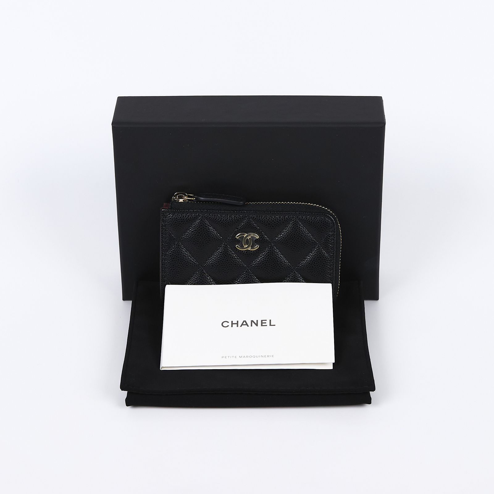 香奈兒 CHANEL CC LOGO 菱格紋 鑰匙包 零錢包 AP0221 晶片款 黑荔枝零錢鑰匙包 原廠盒子/防塵袋