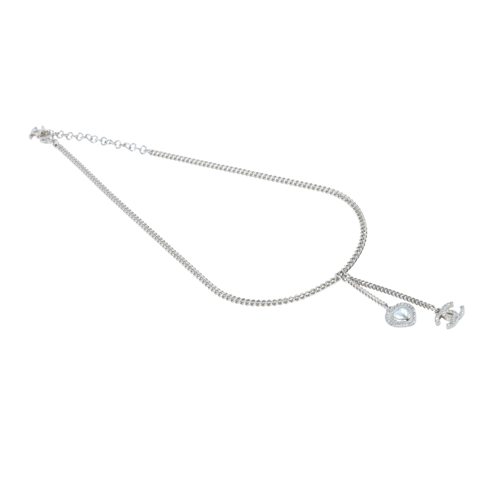 香奈兒 CHANEL CC LOGO 項鍊 5176777577265C24A 水鑽雙C愛心項鍊 原廠盒子/內襯