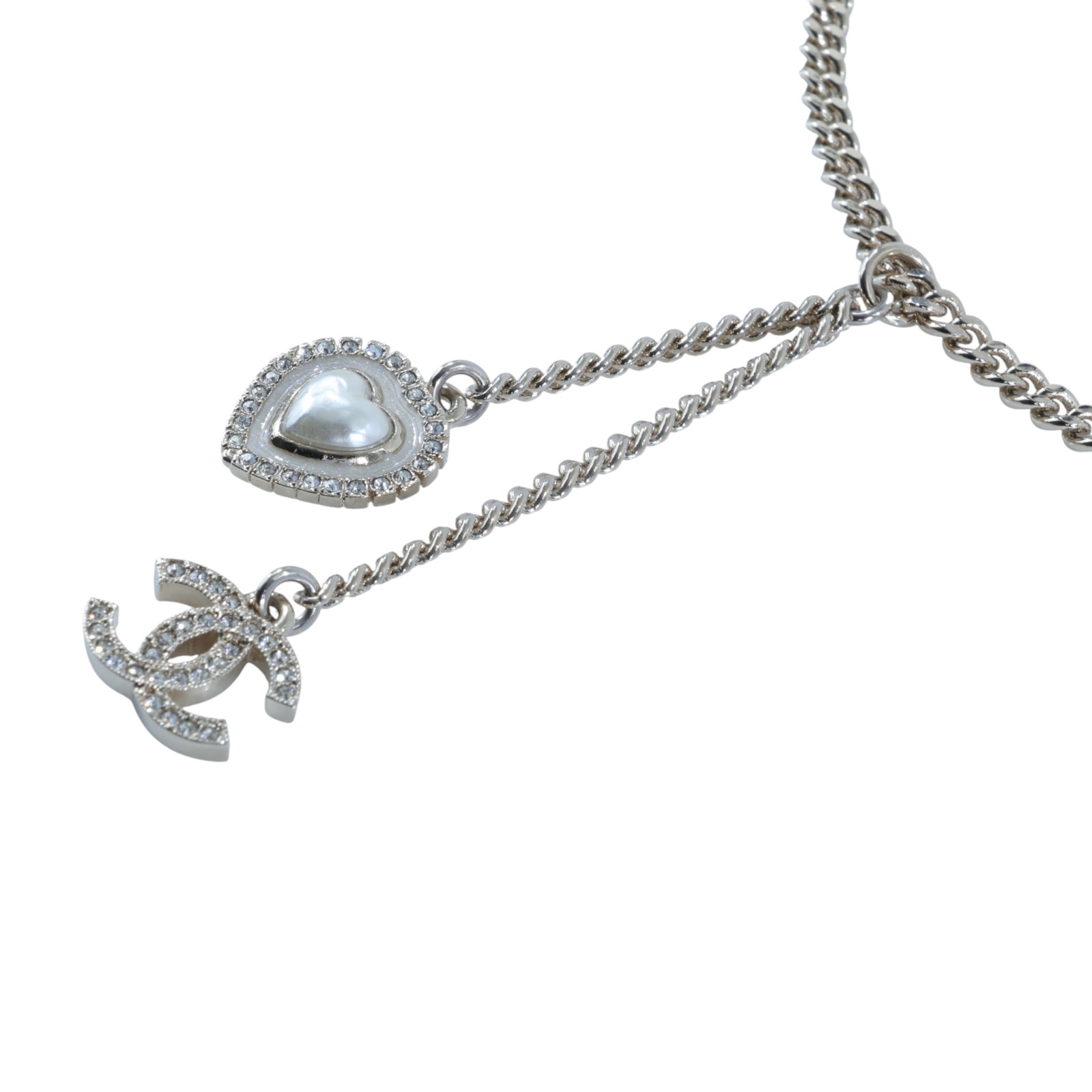 香奈兒 CHANEL CC LOGO 項鍊 5176777577265C24A 水鑽雙C愛心項鍊 原廠盒子/內襯