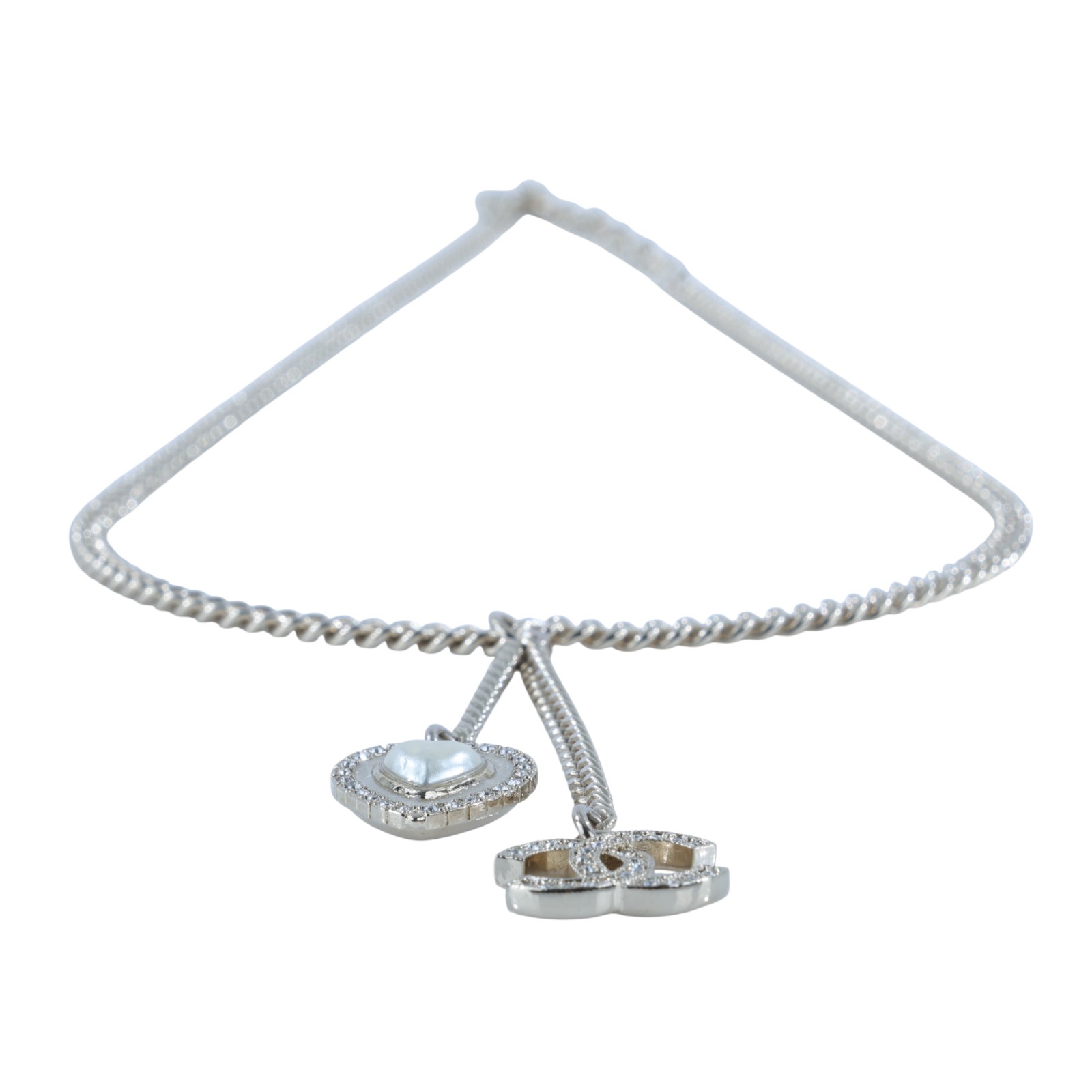 香奈兒 CHANEL CC LOGO 項鍊 5176777577265C24A 水鑽雙C愛心項鍊 原廠盒子/內襯