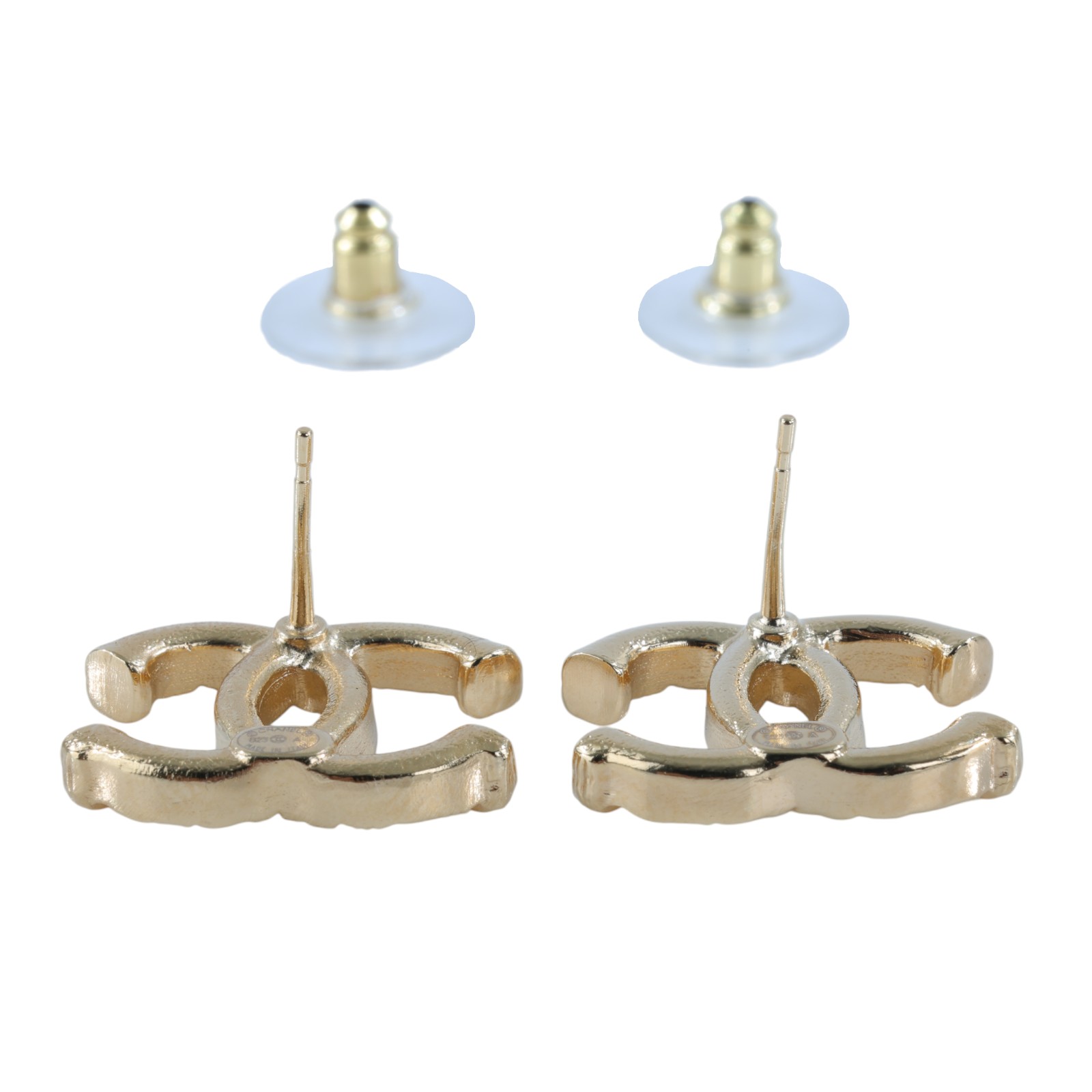 香奈兒 CHANEL CC LOGO 耳環 耳釘 5176777584381B23A 金雙C雕刻耳環 原廠盒子/內襯