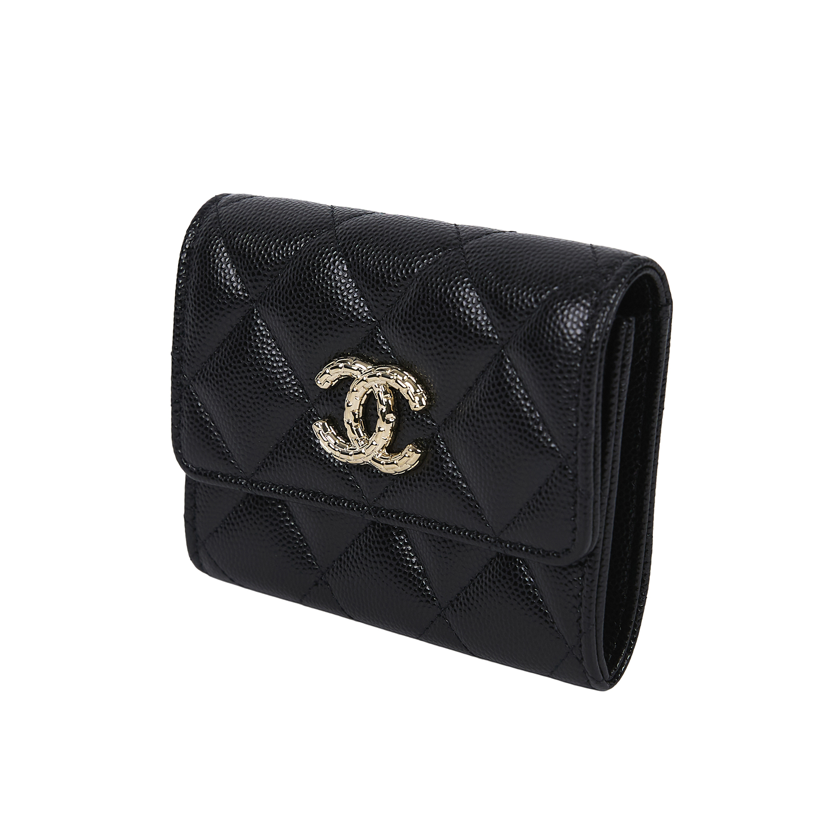 香奈兒 CHANEL CC LOGO 零錢包 卡片夾 AP31979B 晶片款 黑金荔枝絲巾卡包 防塵袋