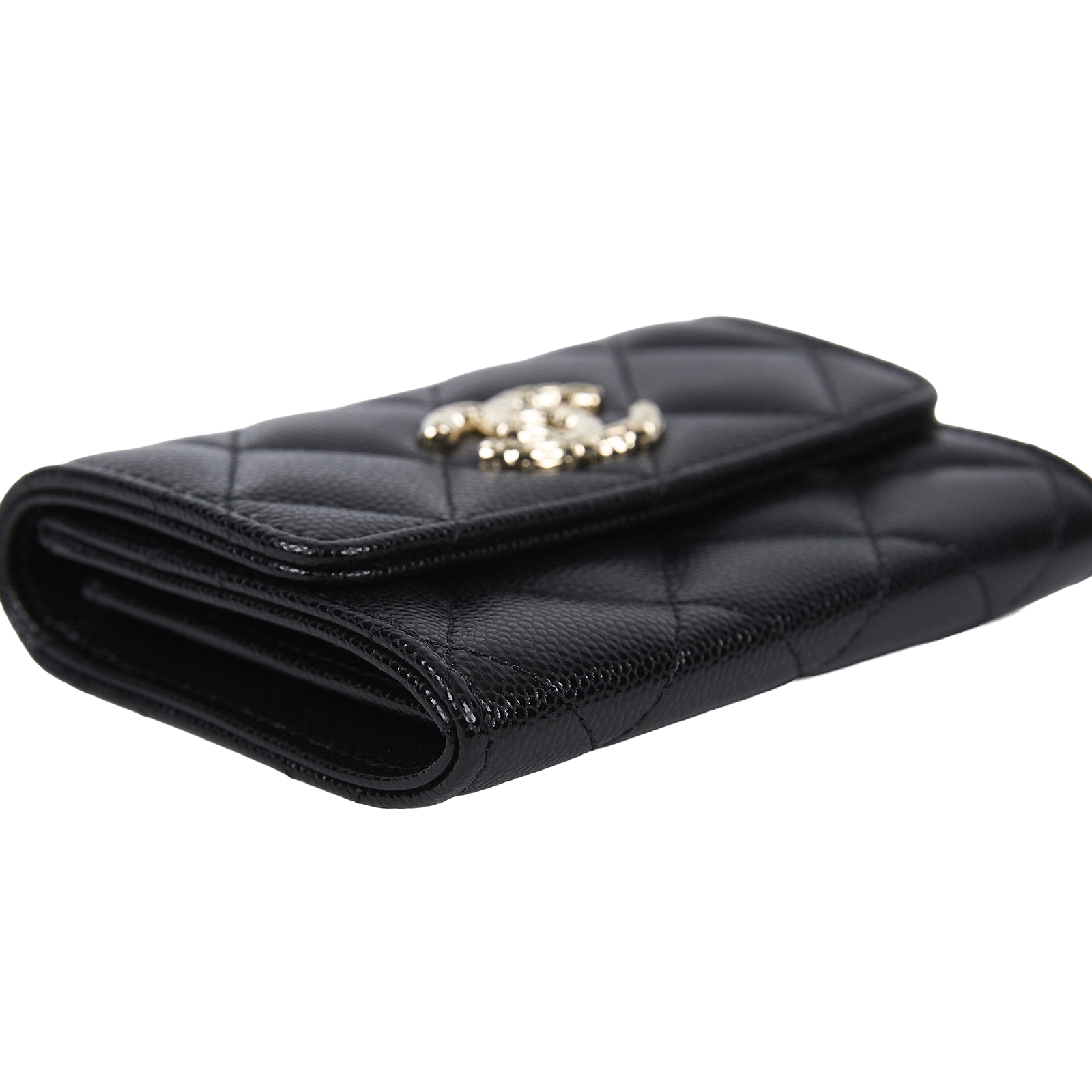 香奈兒 CHANEL CC LOGO 零錢包 卡片夾 AP31979B 晶片款 黑金荔枝絲巾卡包 防塵袋