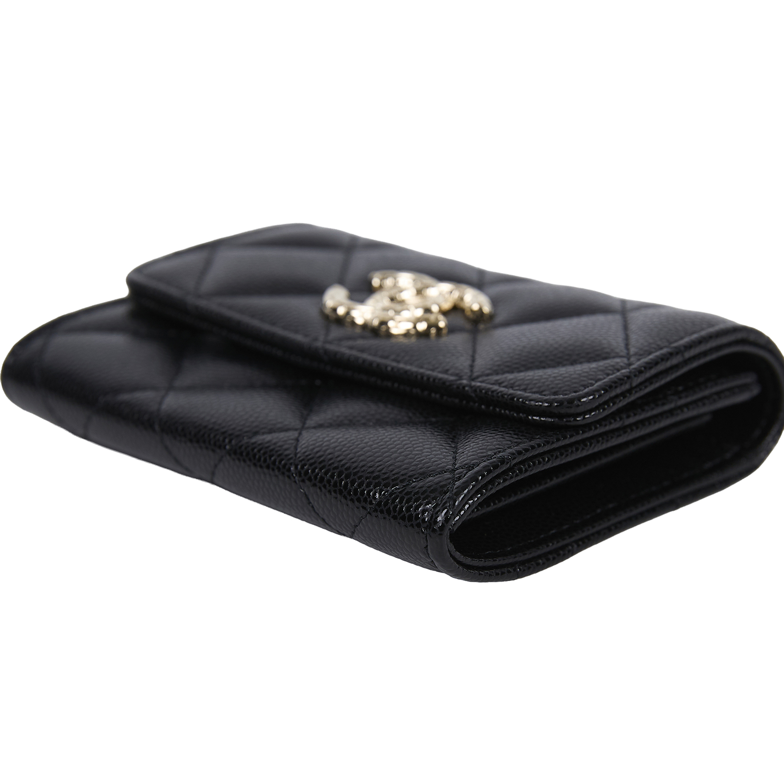 香奈兒 CHANEL CC LOGO 零錢包 卡片夾 AP31979B 晶片款 黑金荔枝絲巾卡包 防塵袋