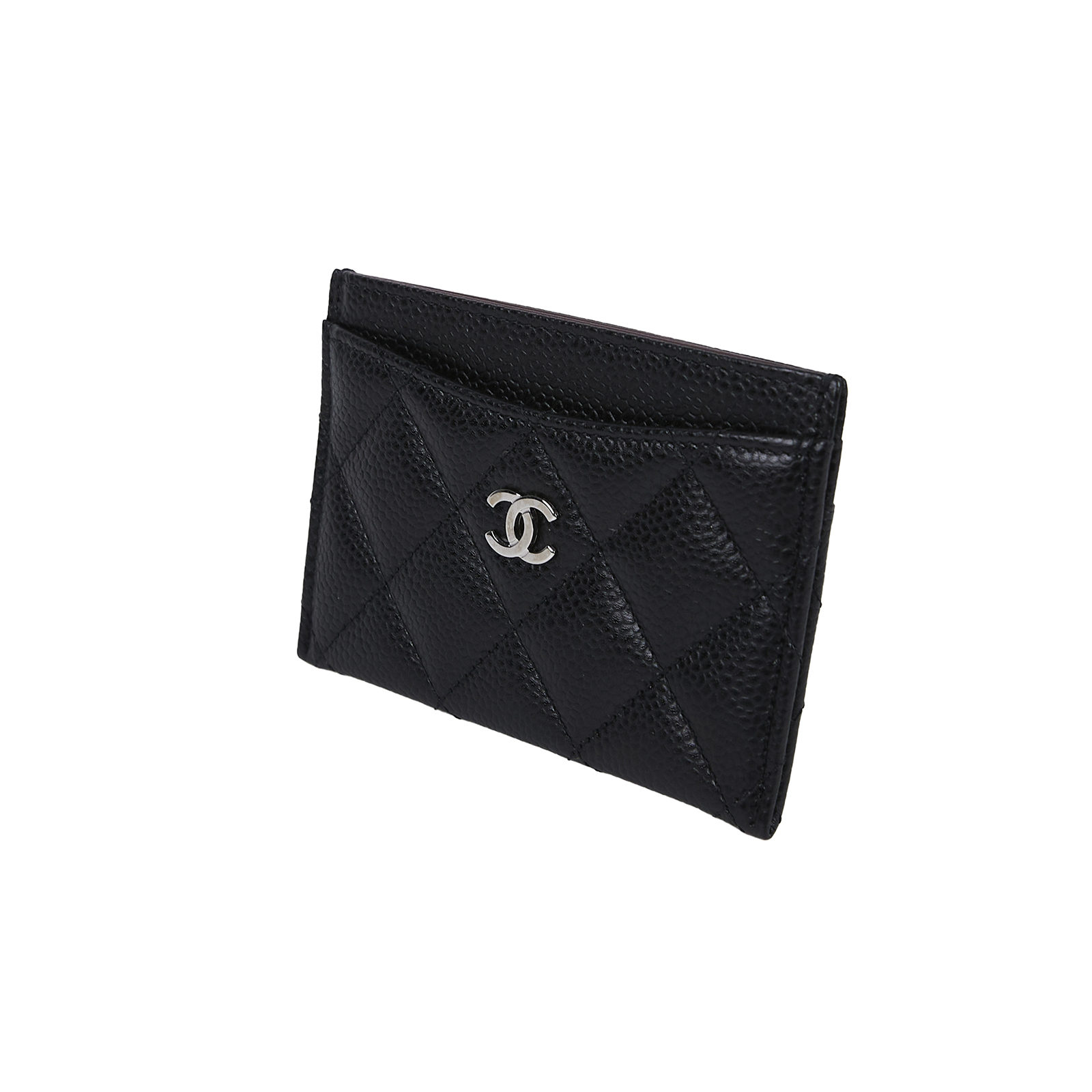 香奈兒 CHANEL CC LOGO 經典卡片夾 AP0213 25開黑銀荔枝卡夾 原廠盒子/防塵袋/保證卡