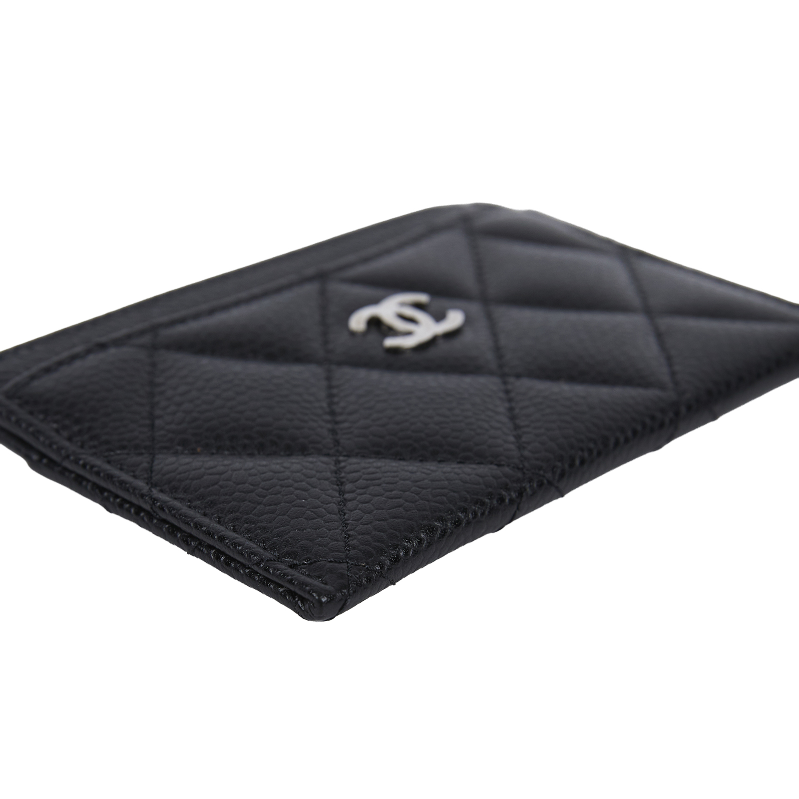 香奈兒 CHANEL CC LOGO 經典卡片夾 AP0213 25開黑銀荔枝卡夾 原廠盒子/防塵袋/保證卡