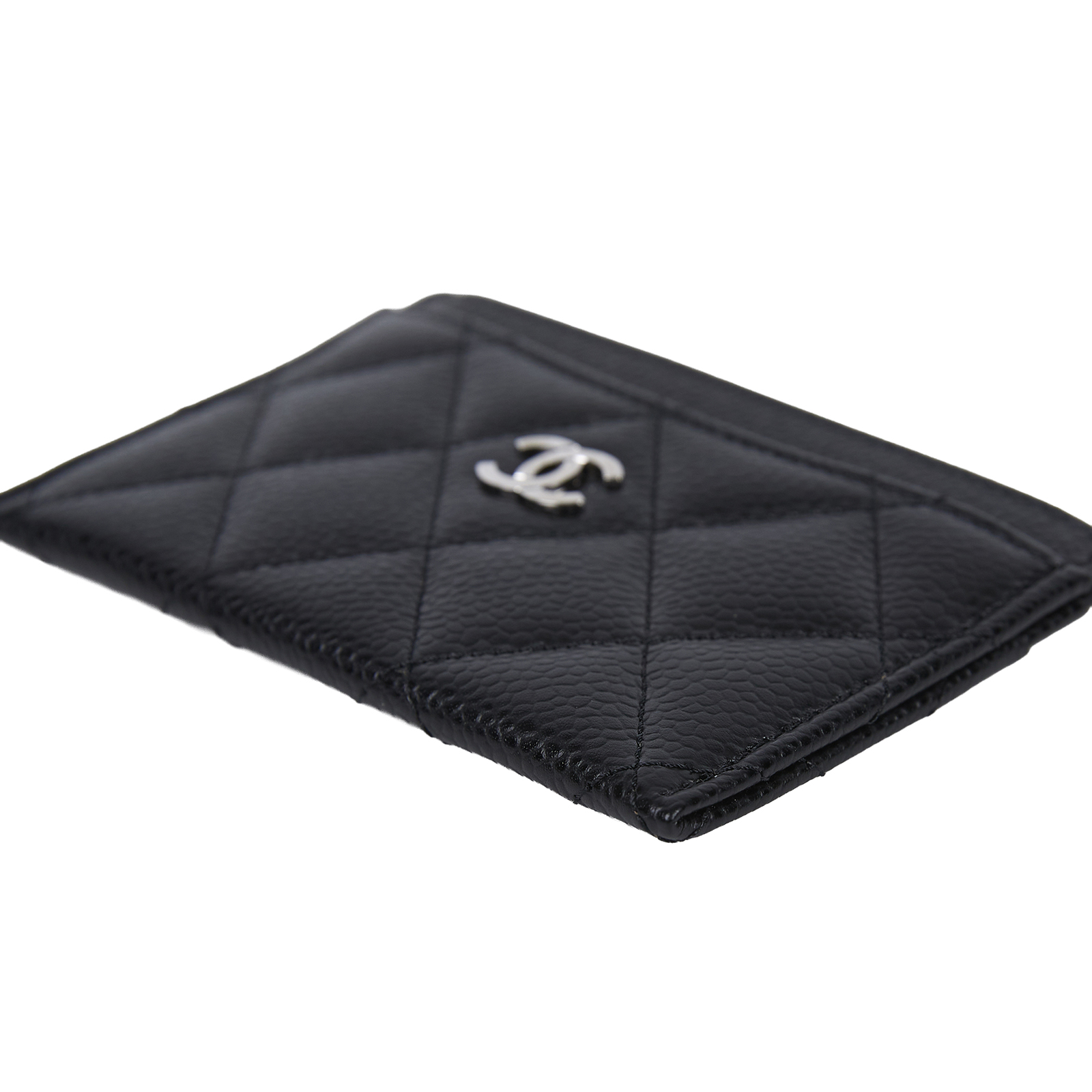 香奈兒 CHANEL CC LOGO 經典卡片夾 AP0213 25開黑銀荔枝卡夾 原廠盒子/防塵袋/保證卡