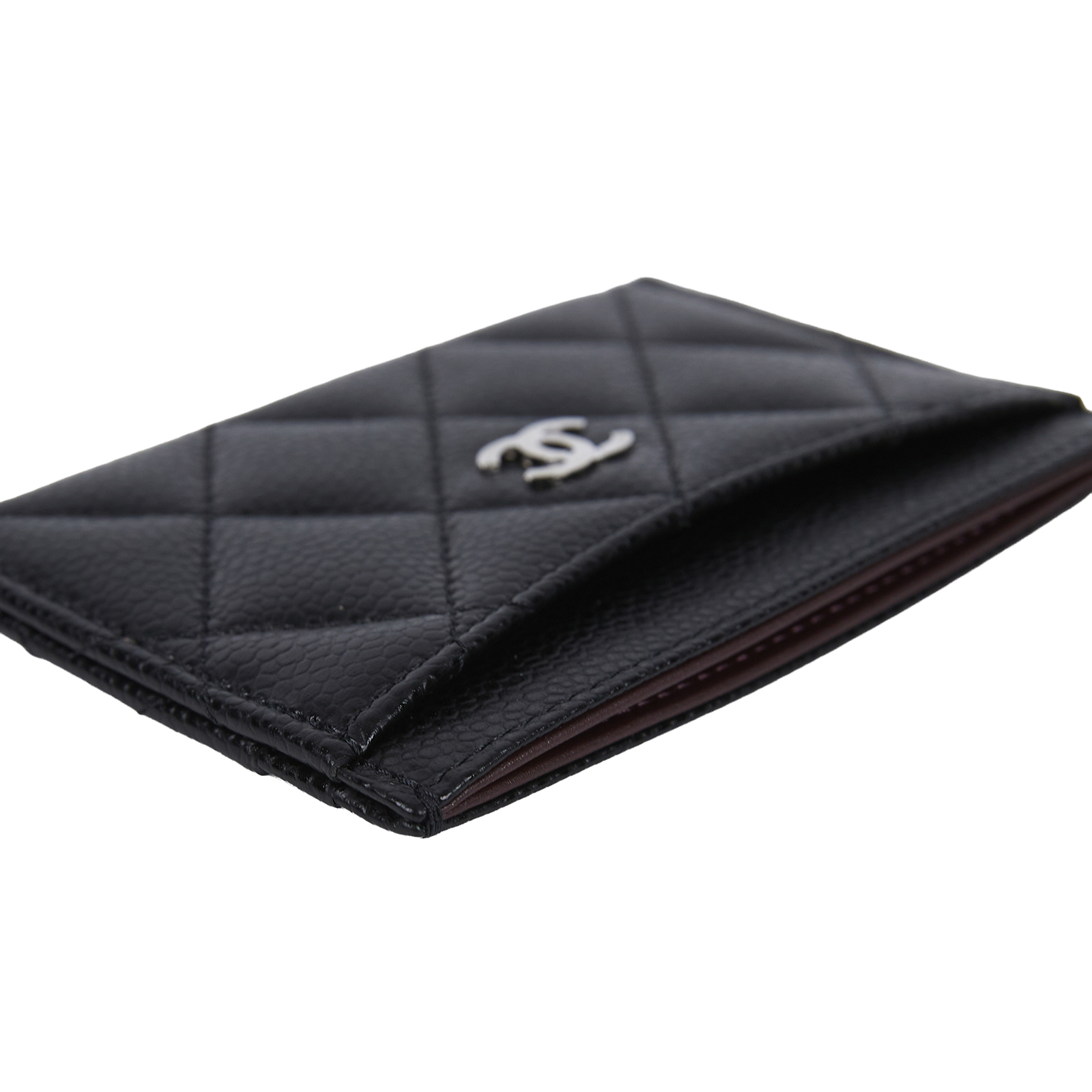 香奈兒 CHANEL CC LOGO 經典卡片夾 AP0213 25開黑銀荔枝卡夾 原廠盒子/防塵袋/保證卡