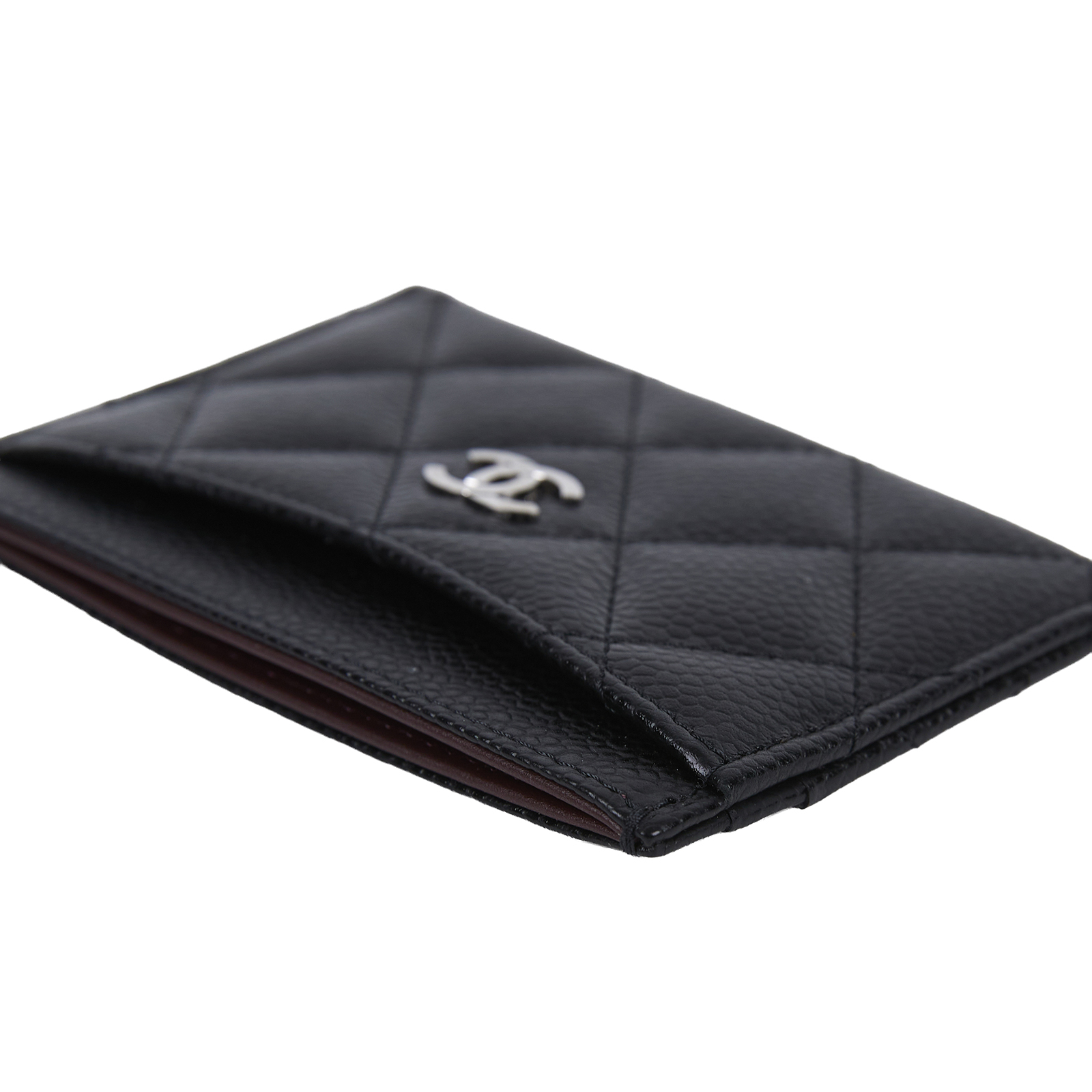 香奈兒 CHANEL CC LOGO 經典卡片夾 AP0213 25開黑銀荔枝卡夾 原廠盒子/防塵袋/保證卡