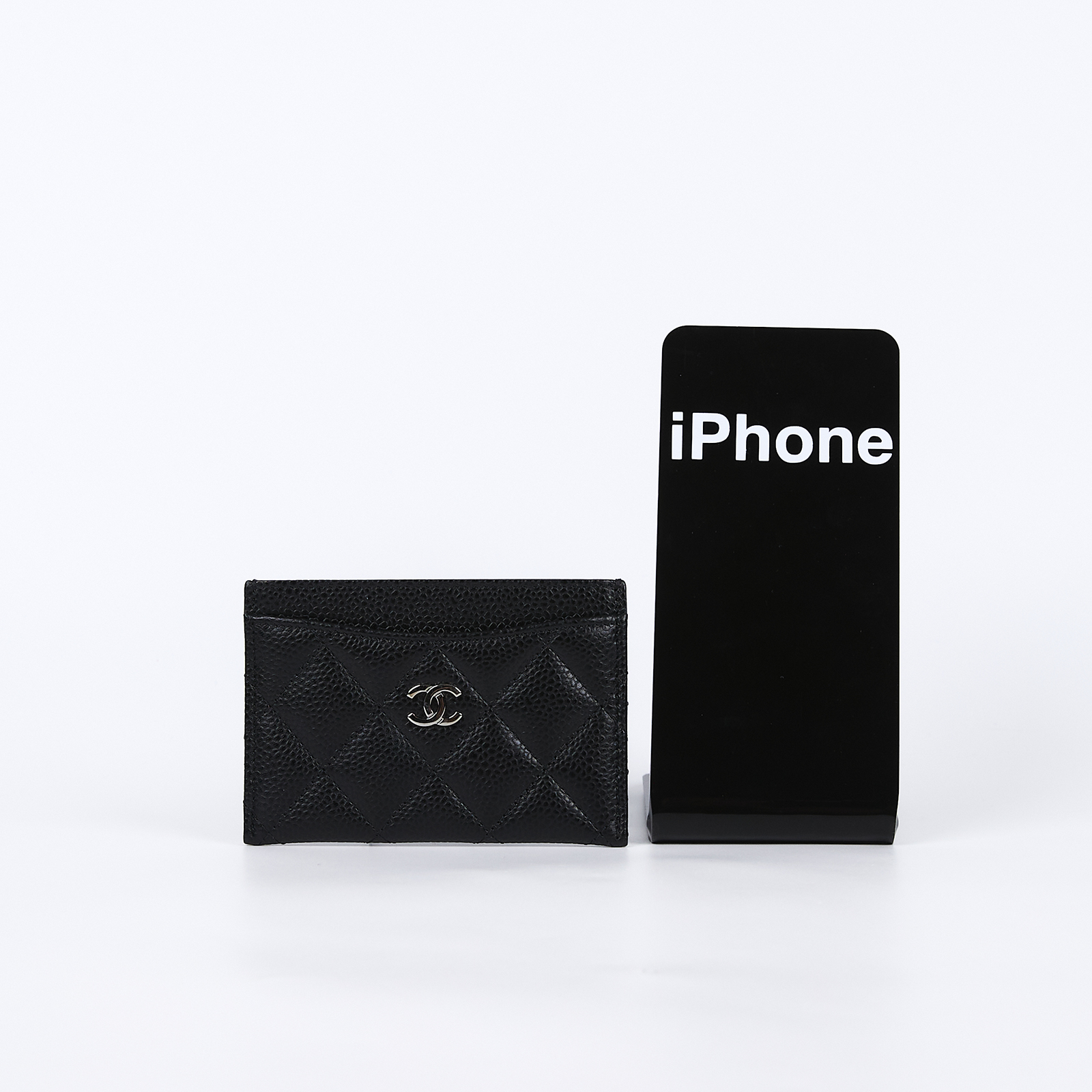 香奈兒 CHANEL CC LOGO 經典卡片夾 AP0213 25開黑銀荔枝卡夾 原廠盒子/防塵袋/保證卡