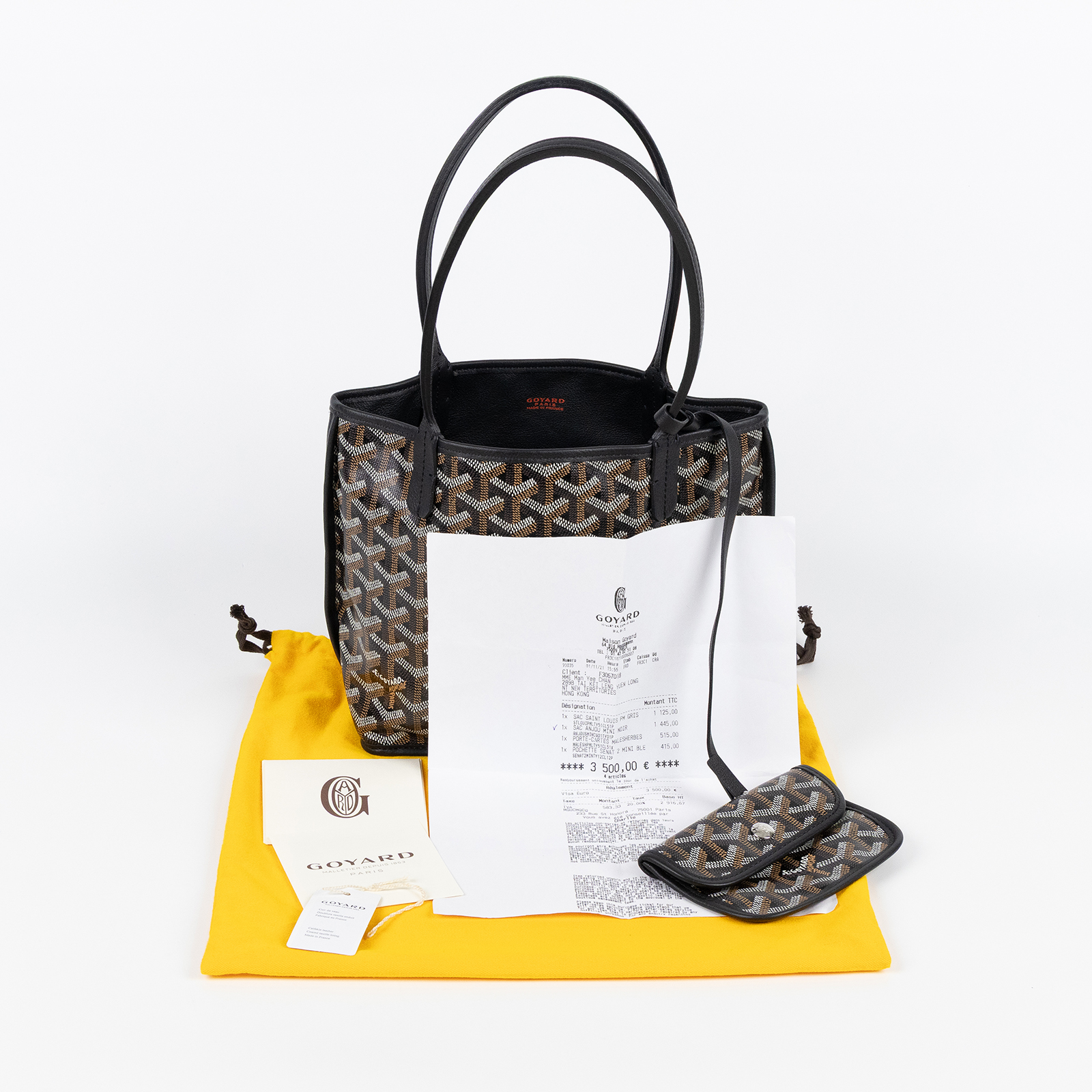高雅德 GOYARD Anjou Mini Bag 托特包 ANJOUSMINCG 黑ANJOU MINI 防塵袋/購買證明影本