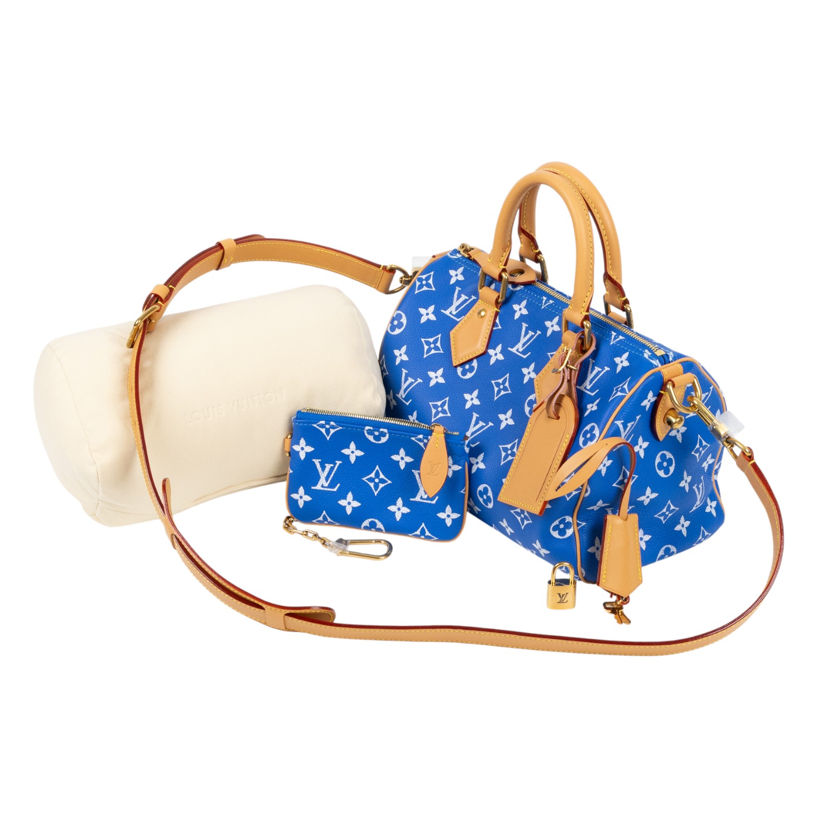 路易威登 LOUIS VUITTON Speedy P9 Bandoulière 25 波士頓包 手提包 藍色 M24424 晶片款  防塵袋/鎖組/購買證明影本