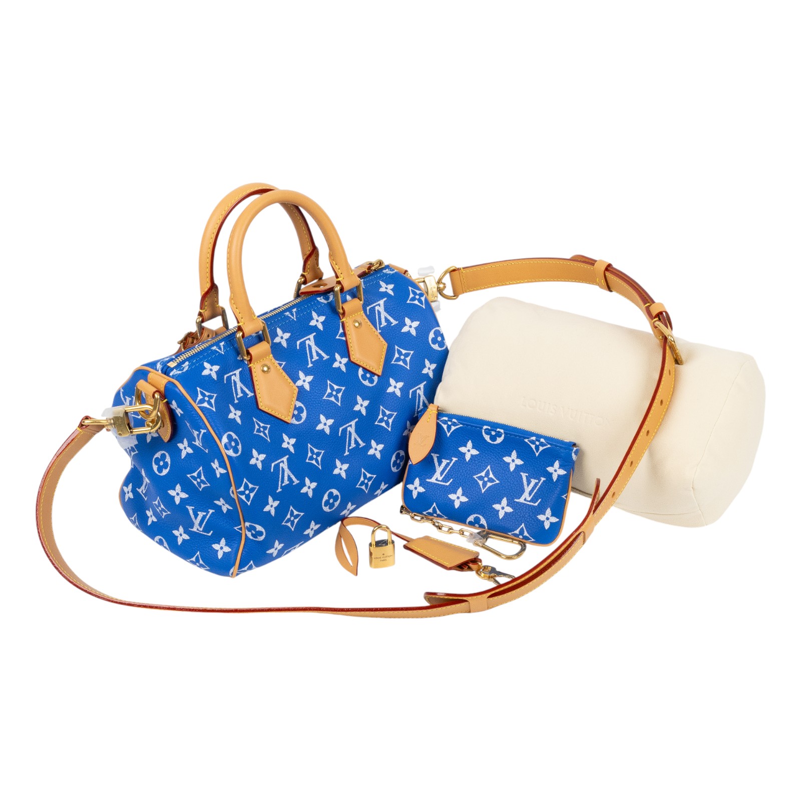 路易威登 LOUIS VUITTON Speedy P9 Bandoulière 25 波士頓包 手提包 藍色 M24424 晶片款  防塵袋/鎖組/購買證明影本