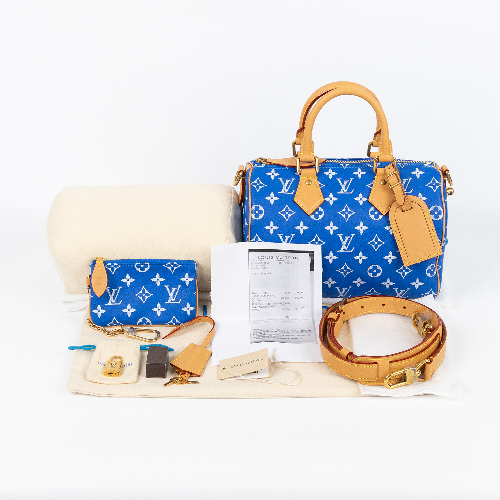 路易威登 LOUIS VUITTON Speedy P9 Bandoulière 25 波士頓包 手提包 藍色 M24424 晶片款  防塵袋/鎖組/購買證明影本