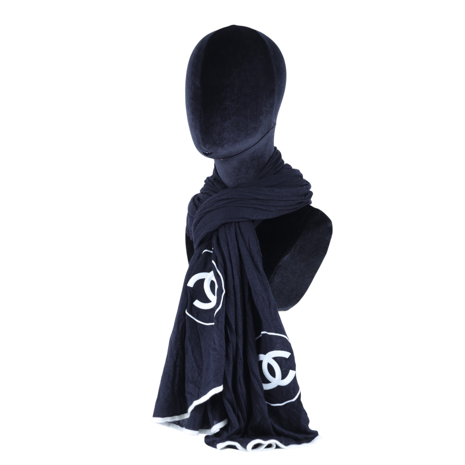 香奈兒 CHANEL CC LOGO 披肩 圍巾  黑雙C圍巾 無附屬品