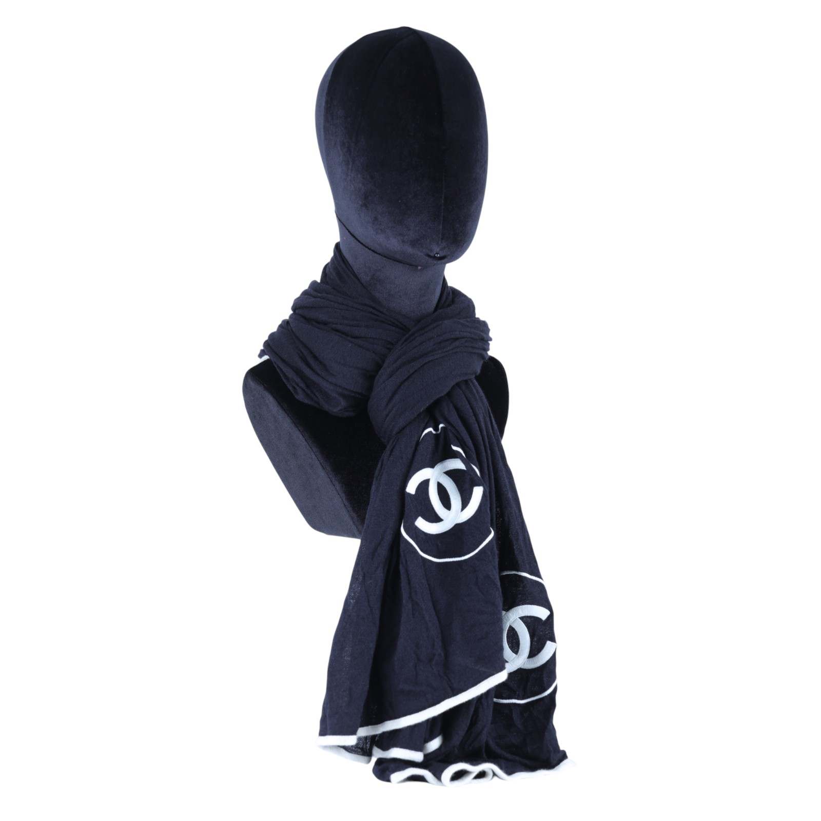 香奈兒 CHANEL CC LOGO 披肩 圍巾  黑雙C圍巾 無附屬品