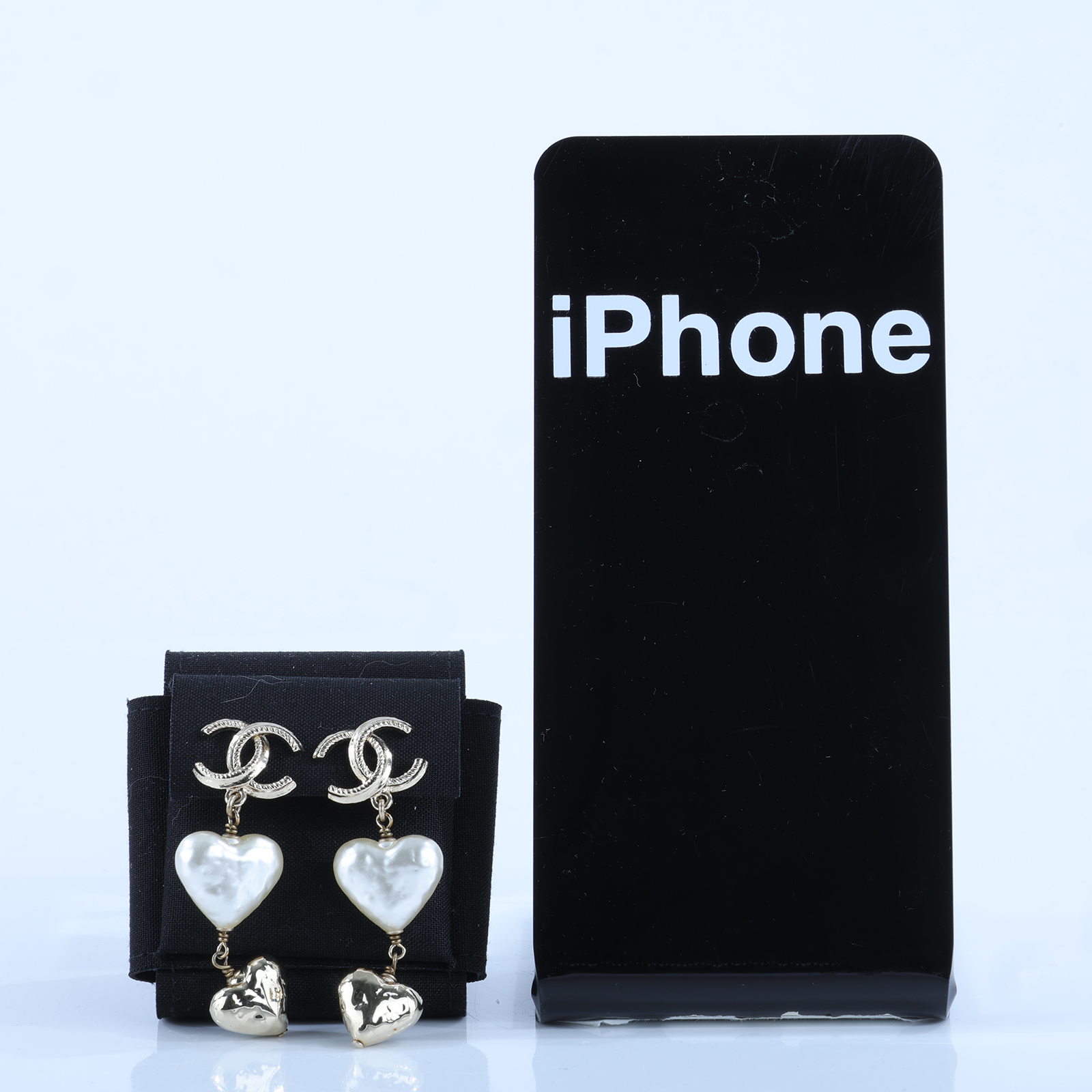 香奈兒 CHANEL CC LOGO 夾式 耳環 S22C 金色雙C愛心垂墜夾式耳環 原廠盒子/內襯