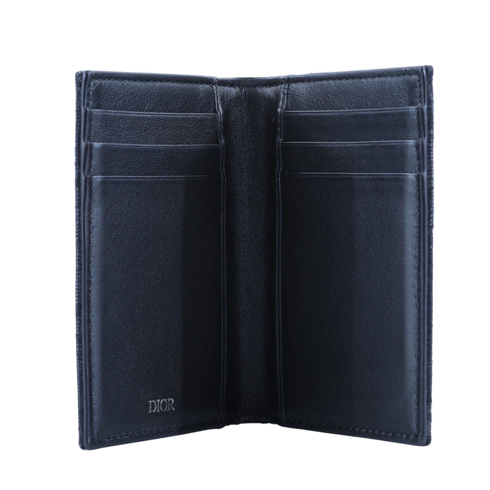迪奧 CHRISTIAN DIOR 對折卡夾 2ESCH138YSE 深色緹花二折卡夾 原廠盒子/防塵袋/購買證明