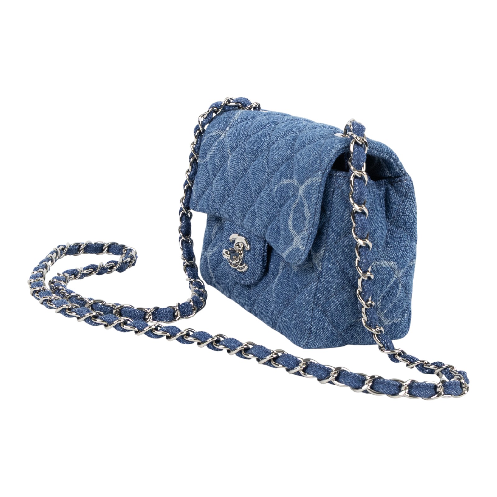 香奈兒 CHANEL 丹寧 菱格方胖 肩背 斜背包  30開丹寧方胖 原廠盒子/防塵袋/保證卡