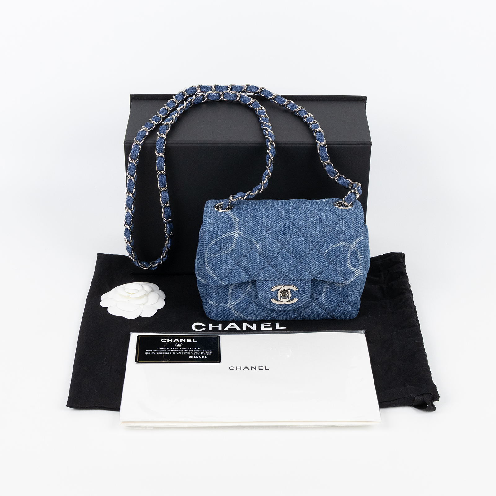 香奈兒 CHANEL 丹寧 菱格方胖 肩背 斜背包  30開丹寧方胖 原廠盒子/防塵袋/保證卡