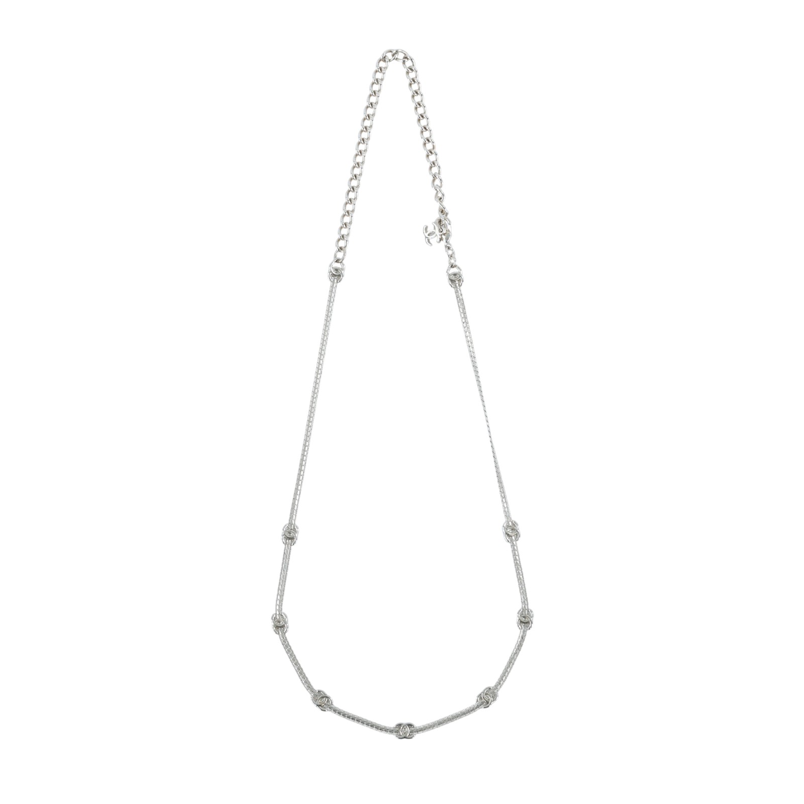 香奈兒 CHANEL CC LOGO 項鍊 頸鍊 鎖骨鍊 ABE254 B18058ABE254/A25V 淡金七花雙C項鍊 原廠盒子/內襯/購買證明影本