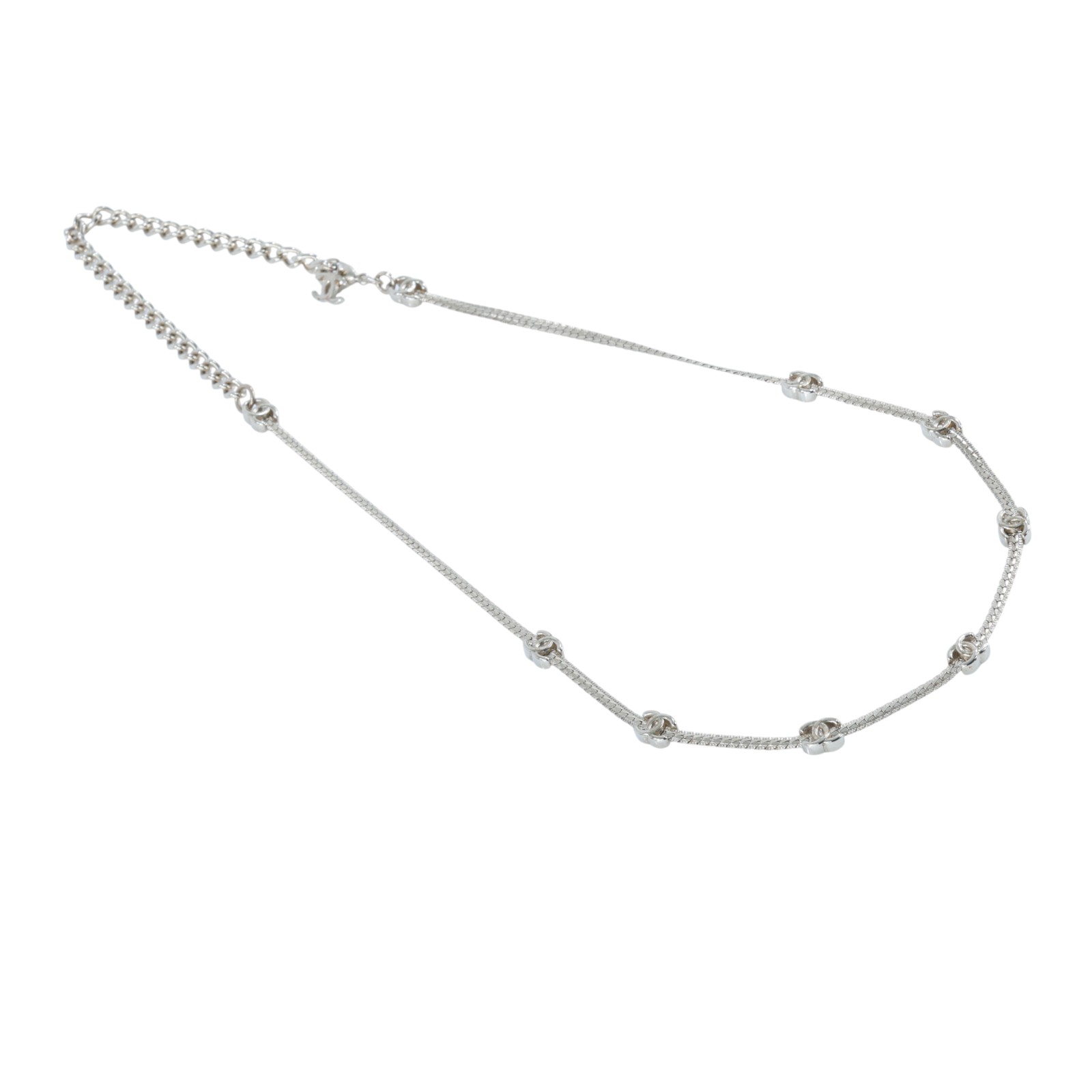 香奈兒 CHANEL CC LOGO 項鍊 頸鍊 鎖骨鍊 ABE254 B18058ABE254/A25V 淡金七花雙C項鍊 原廠盒子/內襯/購買證明影本