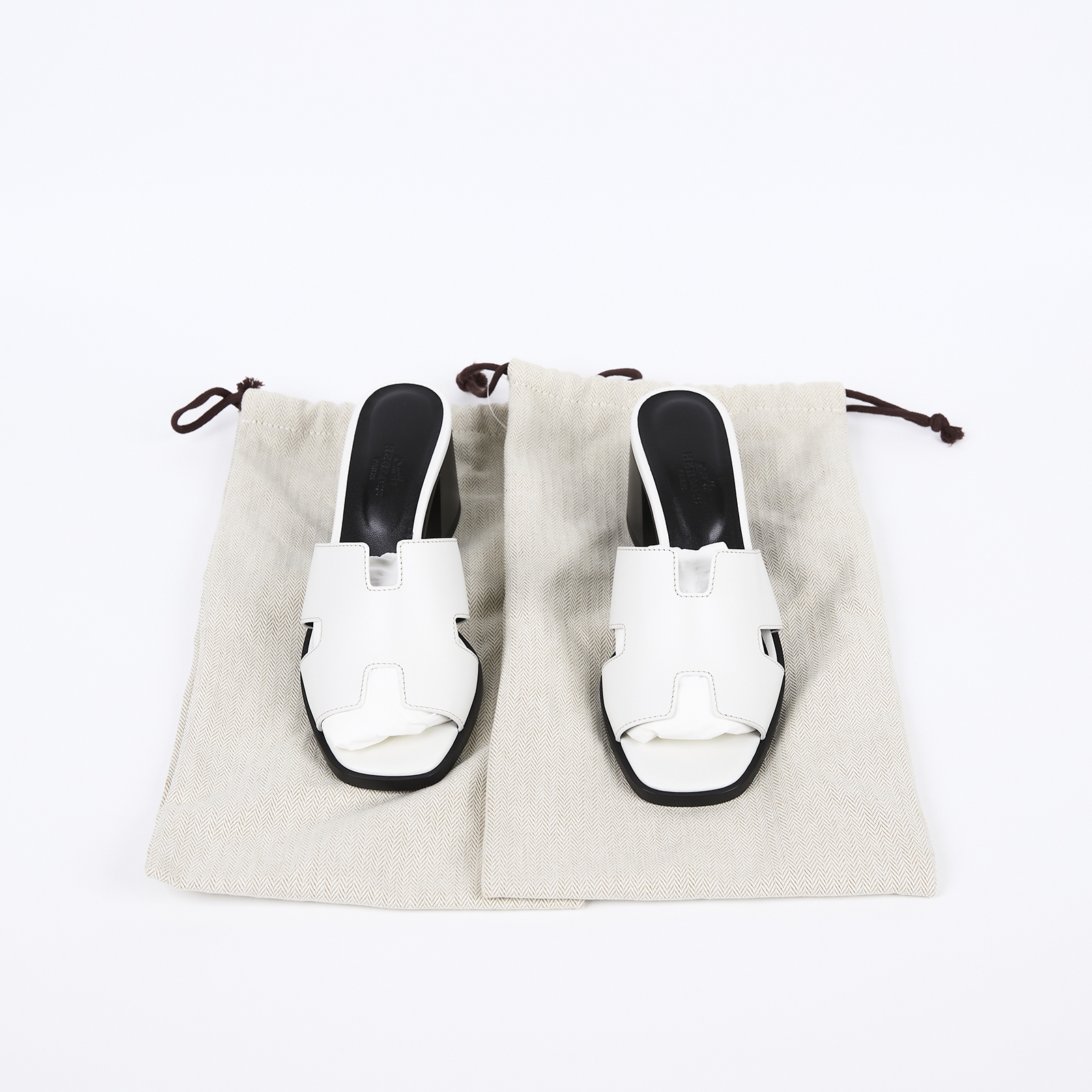 愛馬仕 Hermes Helia 60 涼鞋 白色 H232089Zv90365 HC232069Z H跟鞋#36.5 防塵袋