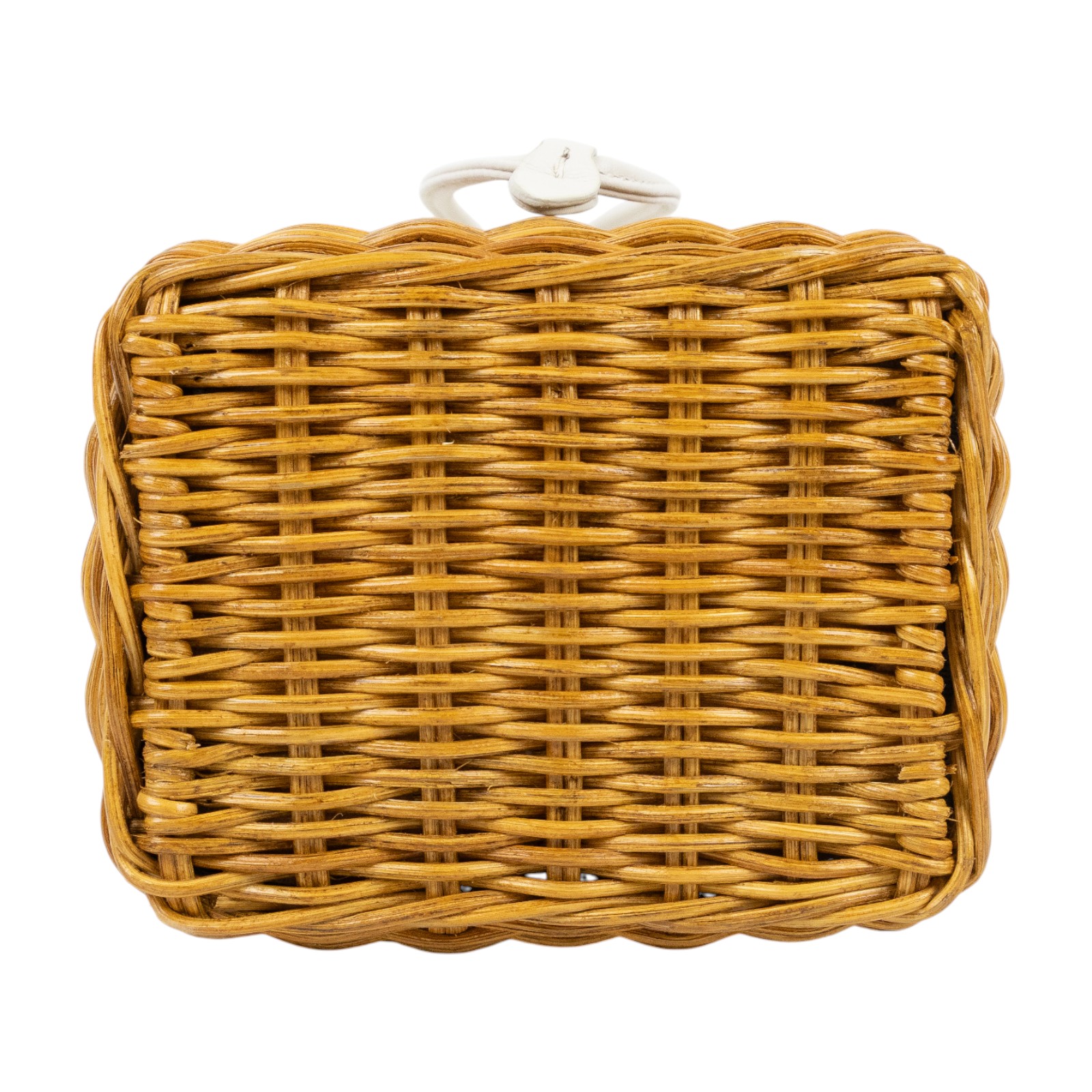 繆繆 MIU MIU 水桶包 斜背包 單肩包 5BH127_2CAH 白色竹編小水桶包 防塵袋/保證卡