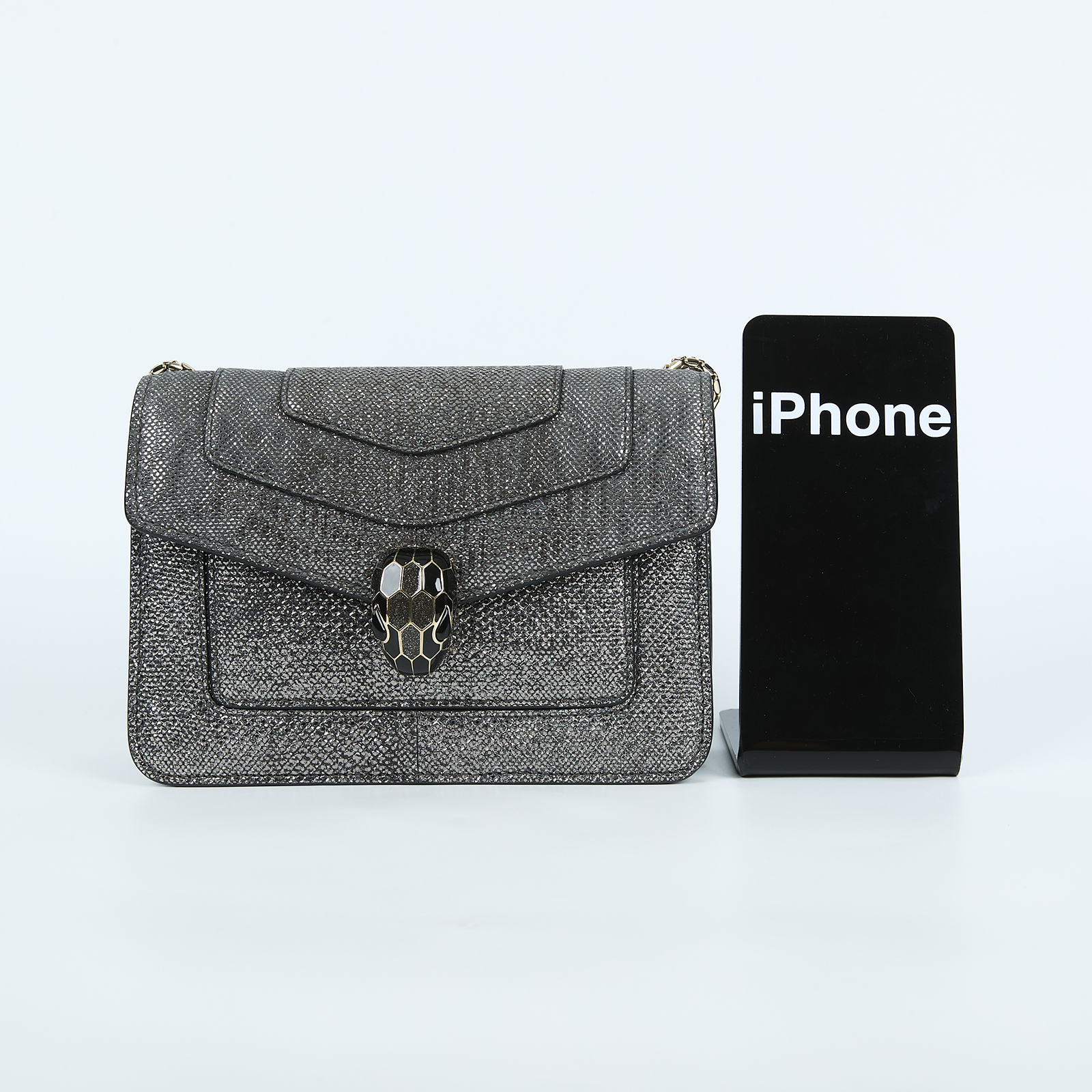 寶格麗 BVLGARI Serpenti Forever 口蓋包  銀蔥蛇頭包 鏡子/保證卡/雨衣