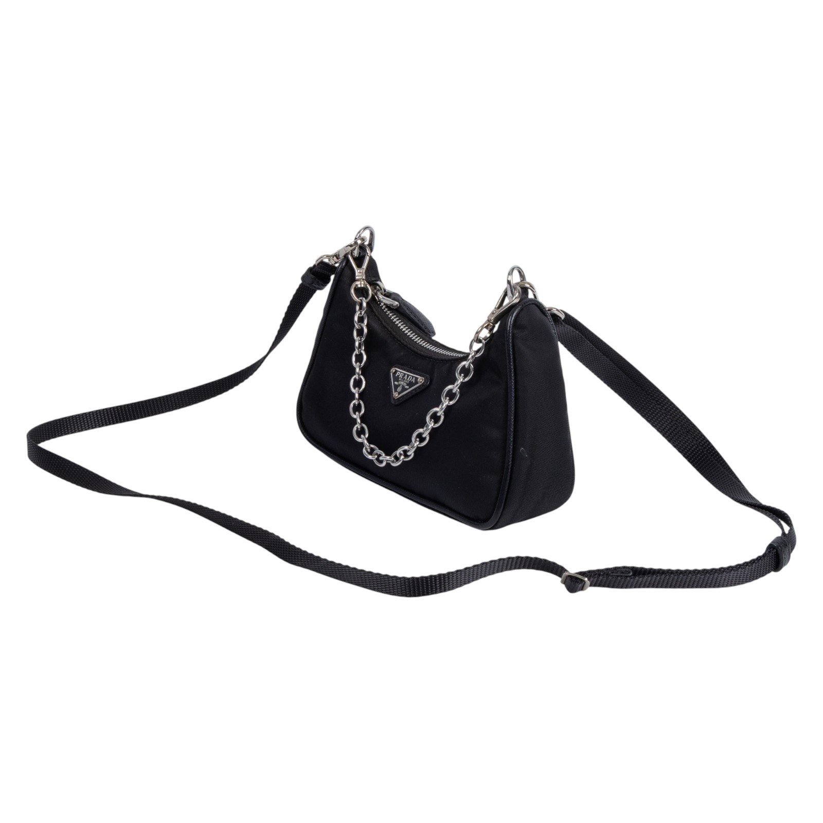 普拉達 PRADA Mini Hobo 腋下包 1TT122_064 黑mini三合一鏈條包 原廠盒子/保證卡