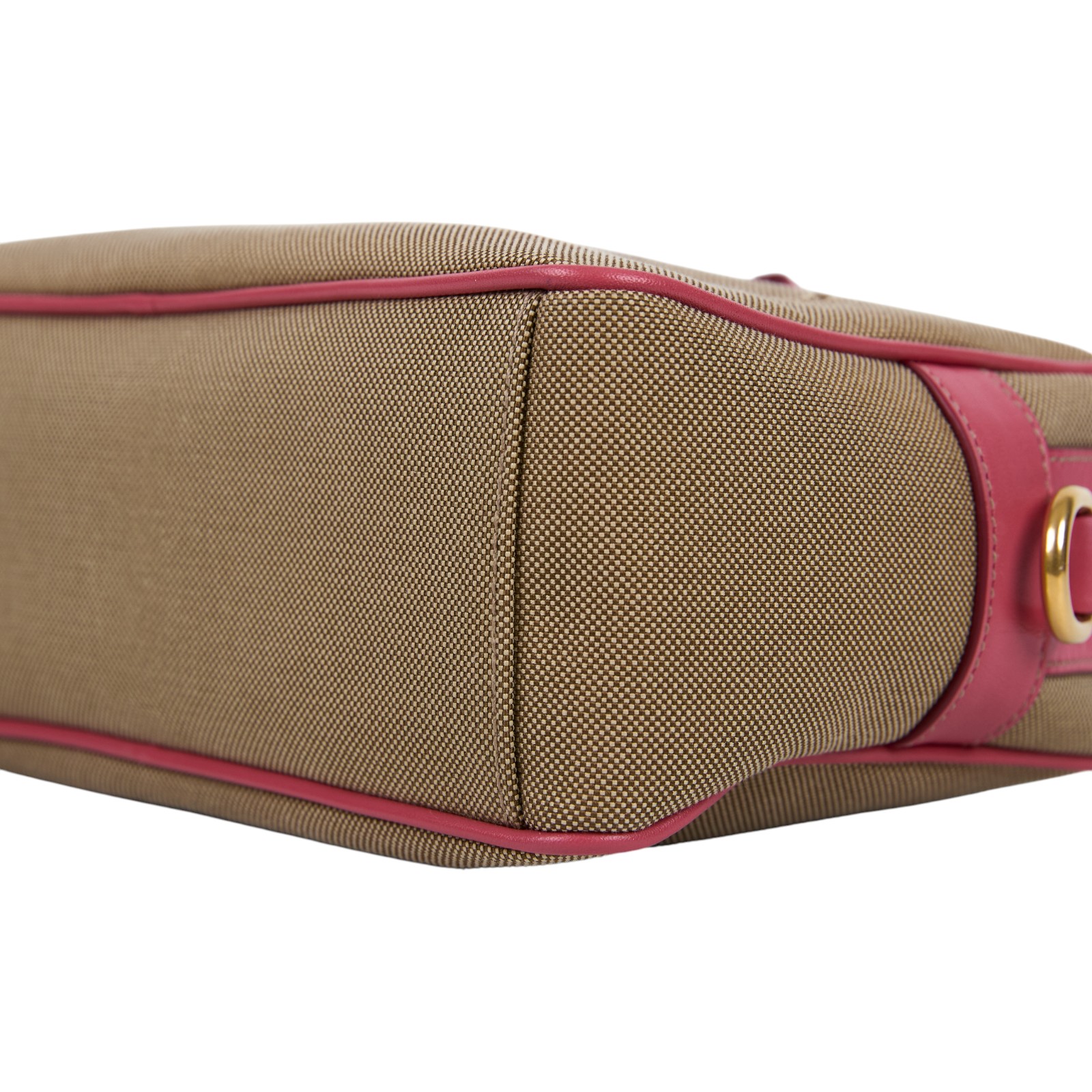 普拉達 PRADA Jacquard 單肩包 相機包 1BH089_UCW 卡其粉邊相機包 防塵袋