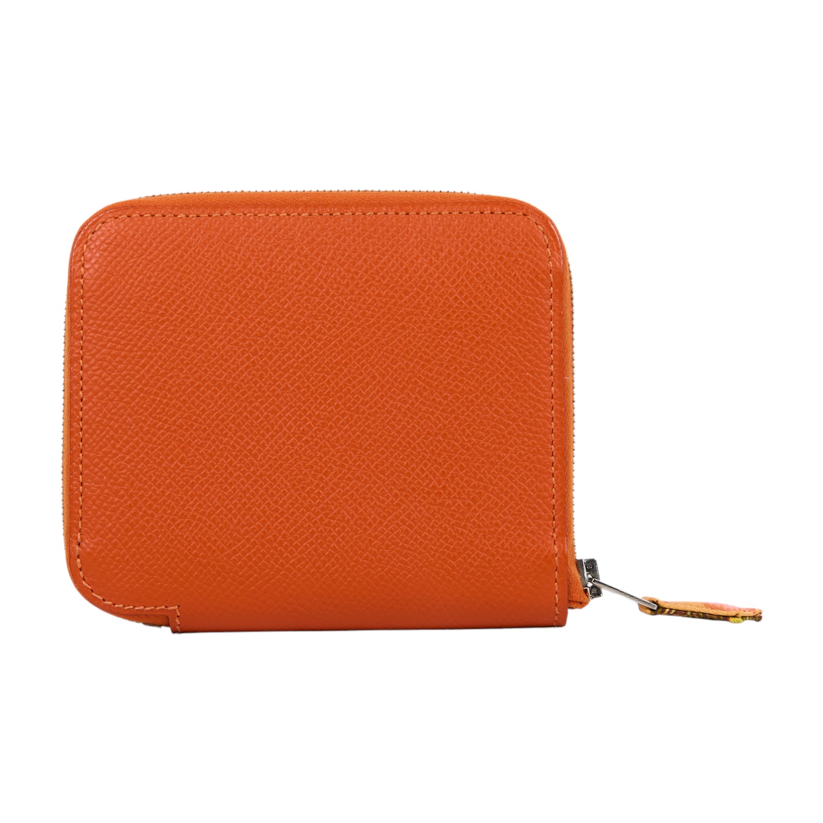 愛馬仕 Hermes SilkIn 拉鍊 絲巾 短夾 錢包 SILK 口R刻 橘絲巾短夾 無附屬品
