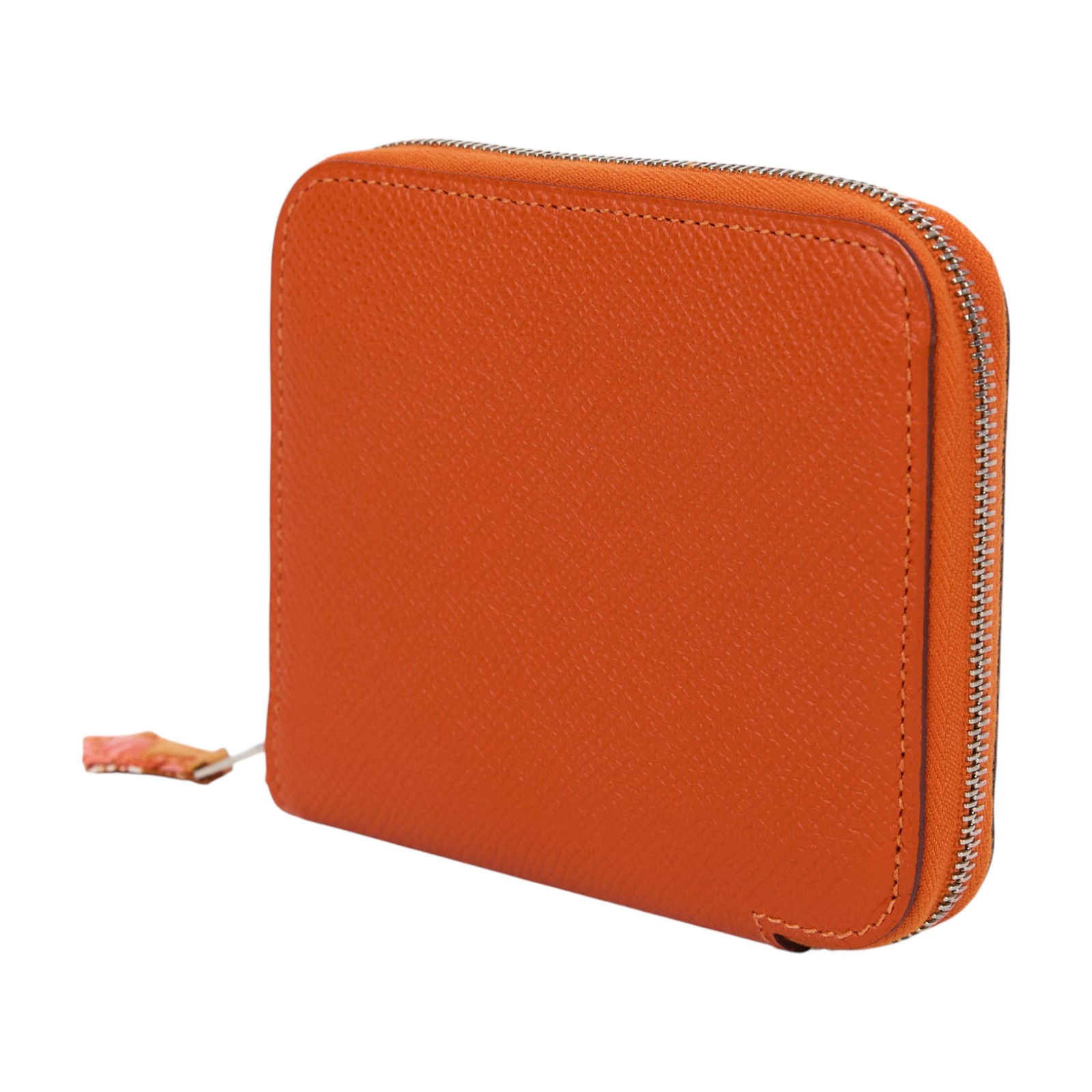 愛馬仕 Hermes SilkIn 拉鍊 絲巾 短夾 錢包 SILK 口R刻 橘絲巾短夾 無附屬品