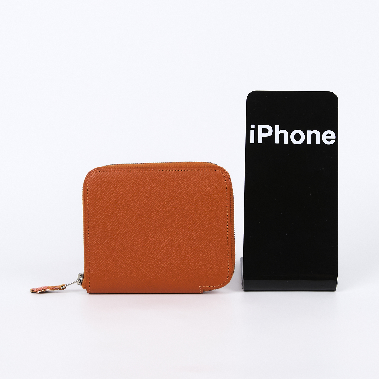 愛馬仕 Hermes SilkIn 拉鍊 絲巾 短夾 錢包 SILK 口R刻 橘絲巾短夾 無附屬品