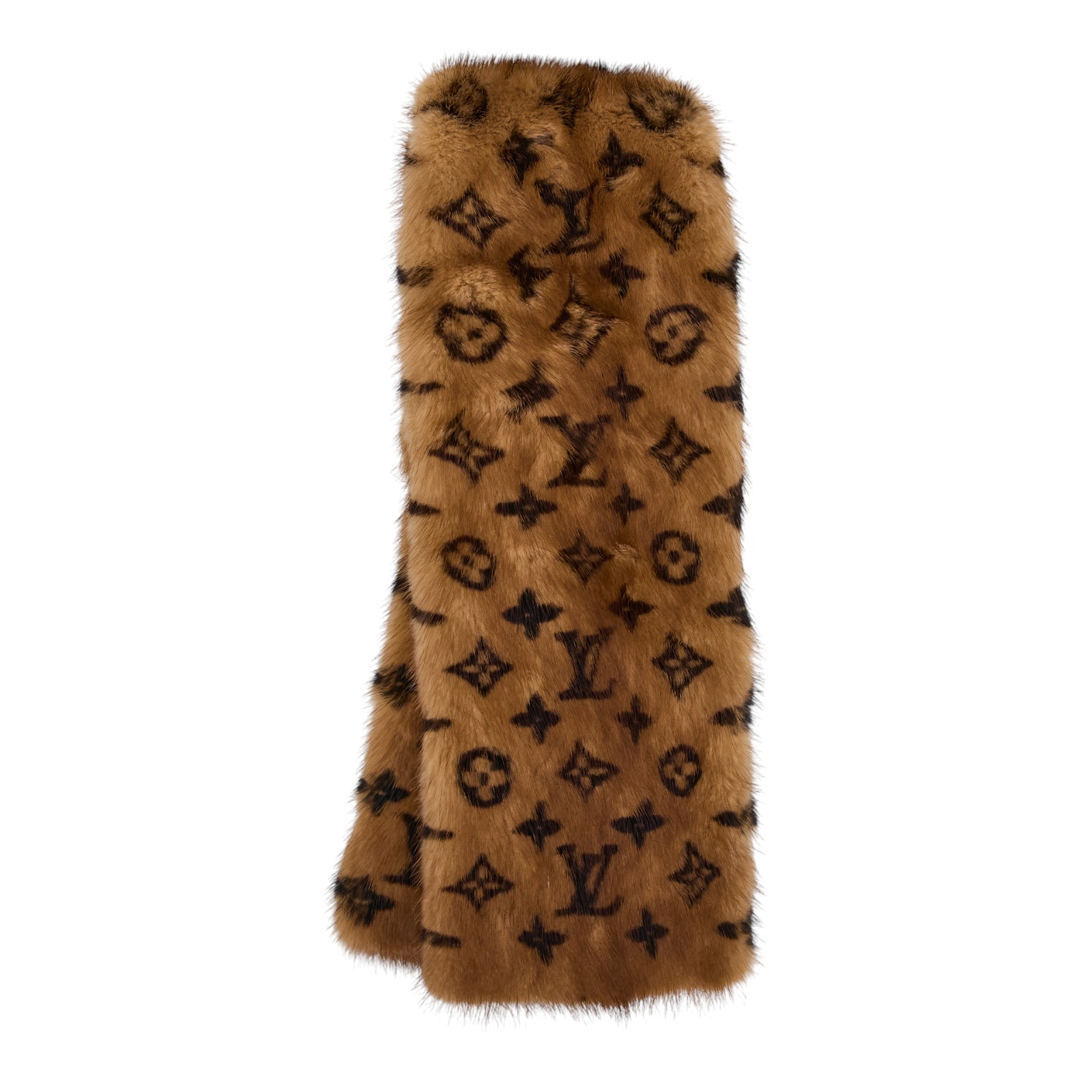 路易威登 LOUIS VUITTON Mink Echarpe 老花 披肩 圍巾 M72245 棕毛老花圍巾 無附屬品