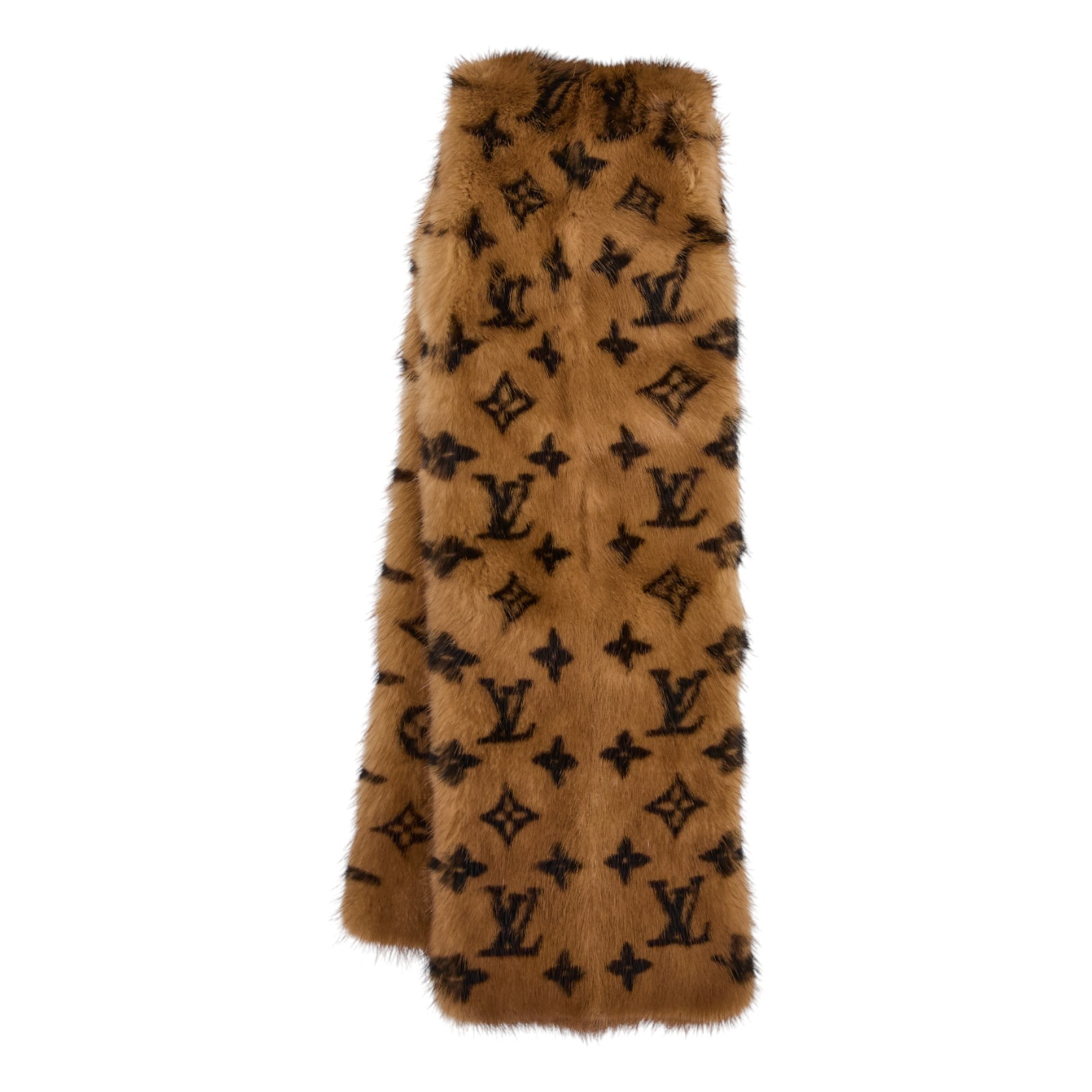 路易威登 LOUIS VUITTON Mink Echarpe 老花 披肩 圍巾 M72245 棕毛老花圍巾 無附屬品