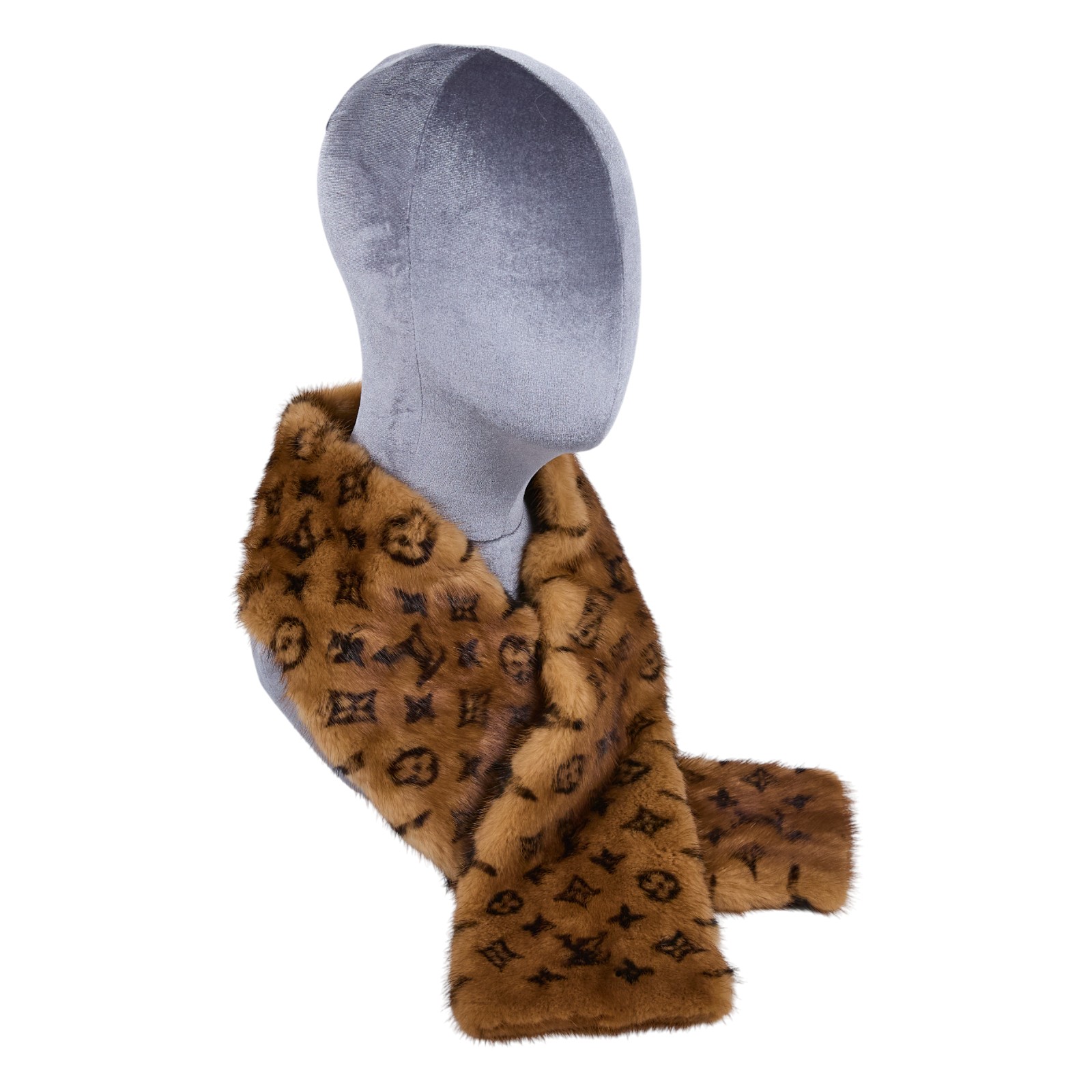 路易威登 LOUIS VUITTON Mink Echarpe 老花 披肩 圍巾 M72245 棕毛老花圍巾 無附屬品