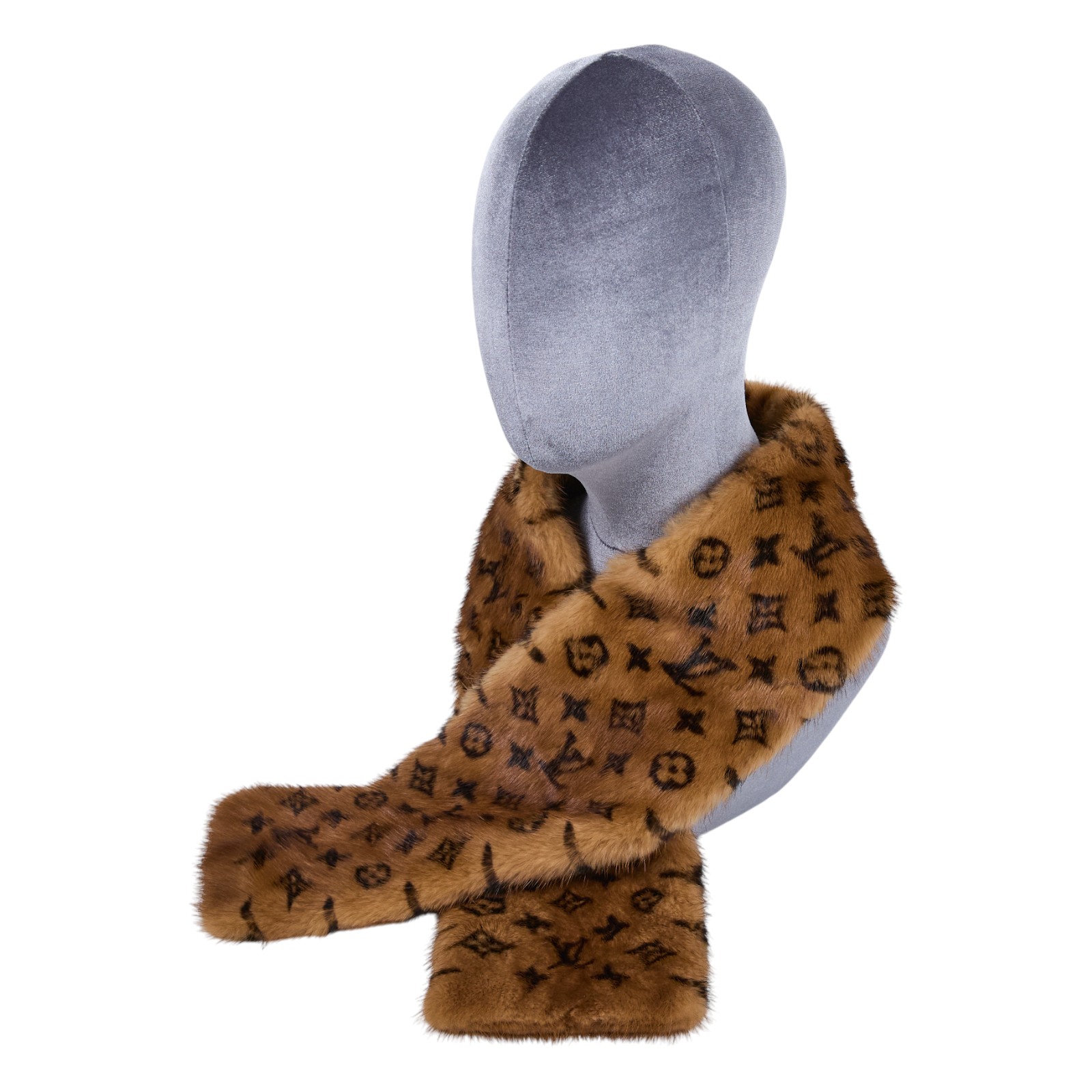 路易威登 LOUIS VUITTON Mink Echarpe 老花 披肩 圍巾 M72245 棕毛老花圍巾 無附屬品