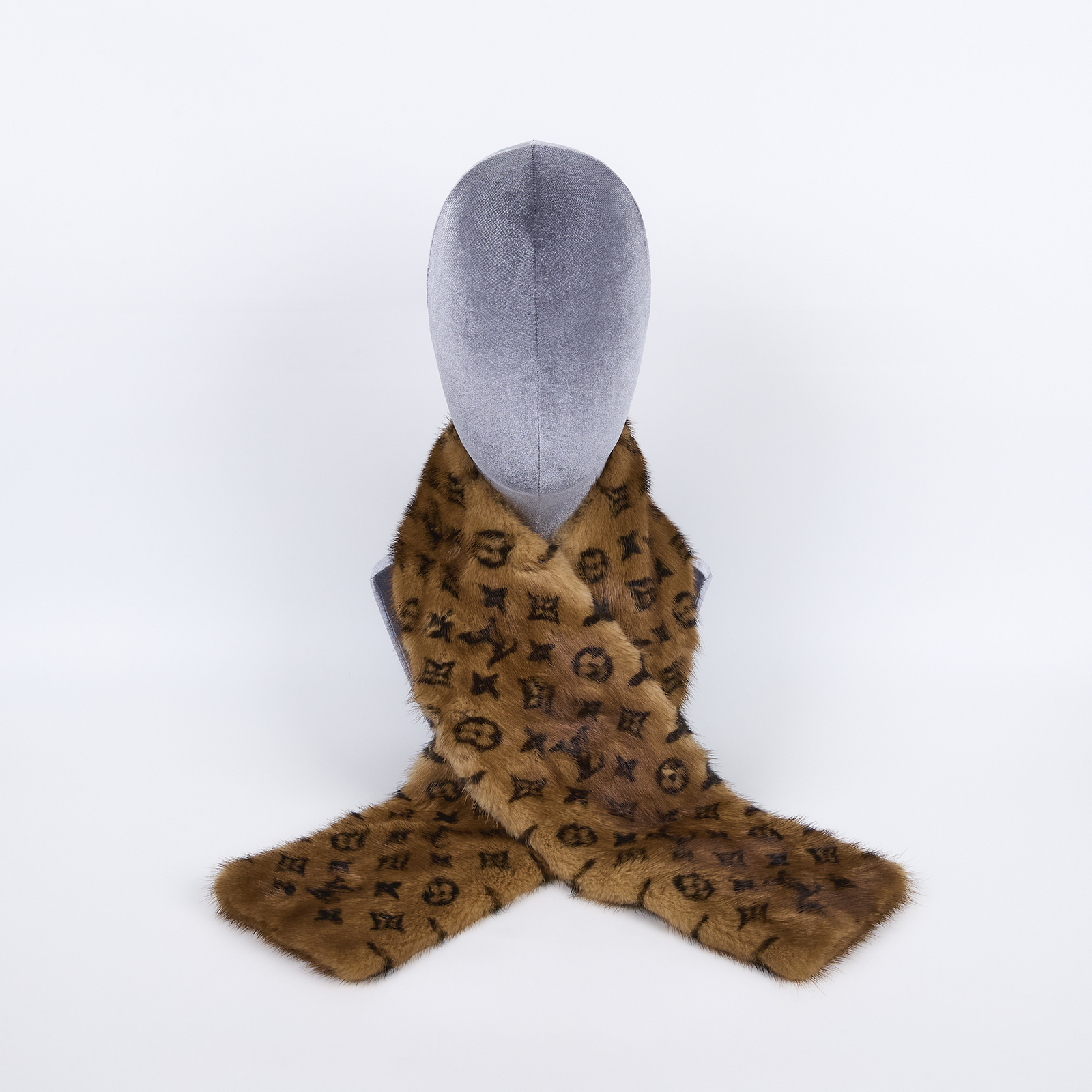 路易威登 LOUIS VUITTON Mink Echarpe 老花 披肩 圍巾 M72245 棕毛老花圍巾 無附屬品