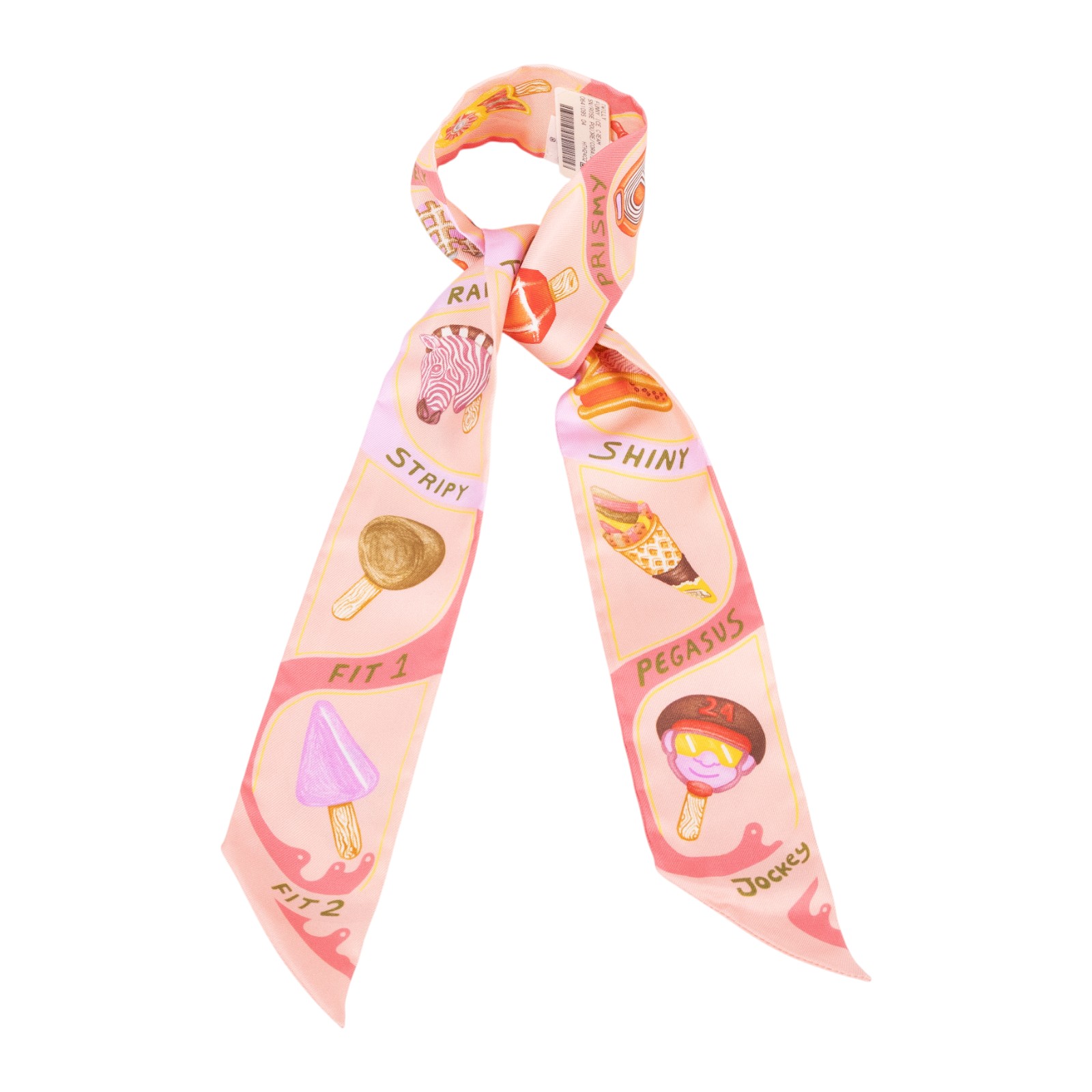 愛馬仕 Hermes Funny Ice Cream Twilly 絲巾 粉色 珊瑚色 小雞黃色 H064109Sv04 HTH2402  原廠盒子