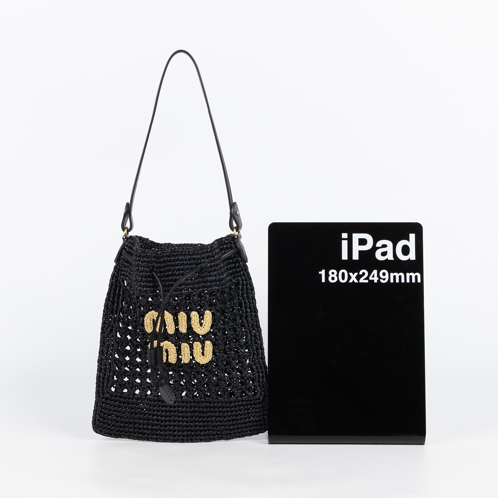 繆繆 MIU MIU 編織迷你包 5ND016_2DO1 黑編織迷你束口手提包 無附屬品