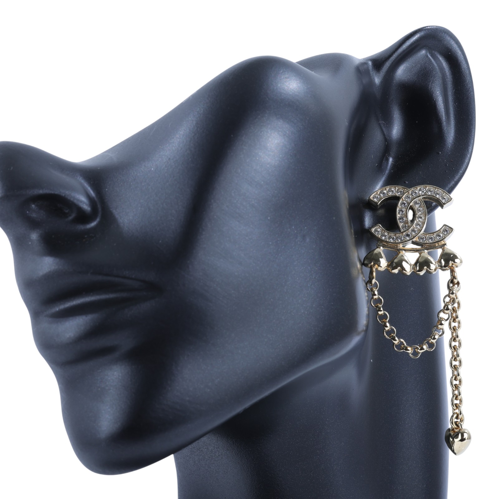 香奈兒 CHANEL CC LOGO 耳環 耳釘  金色雙C愛心耳釦耳環 原廠盒子/內襯