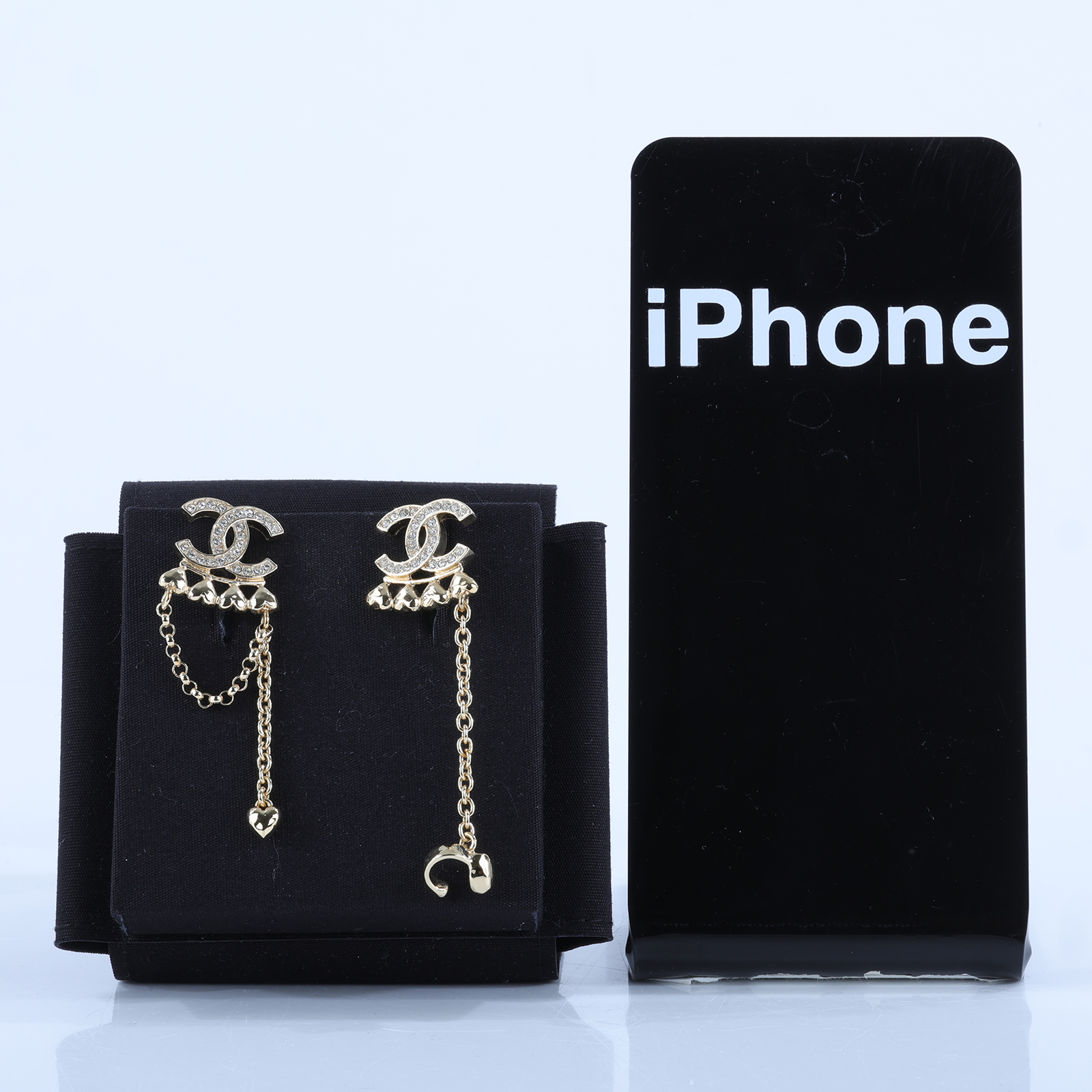 香奈兒 CHANEL CC LOGO 耳環 耳釘  金色雙C愛心耳釦耳環 原廠盒子/內襯