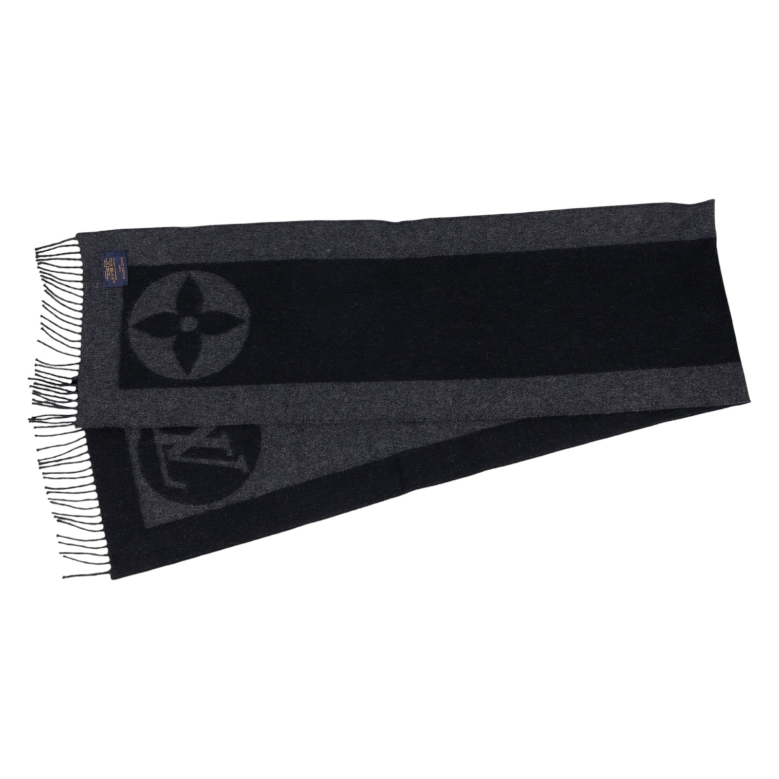 路易威登 LOUIS VUITTON Monogram 老花 圍巾 M70482 黑羊毛原花圍巾 無附屬品