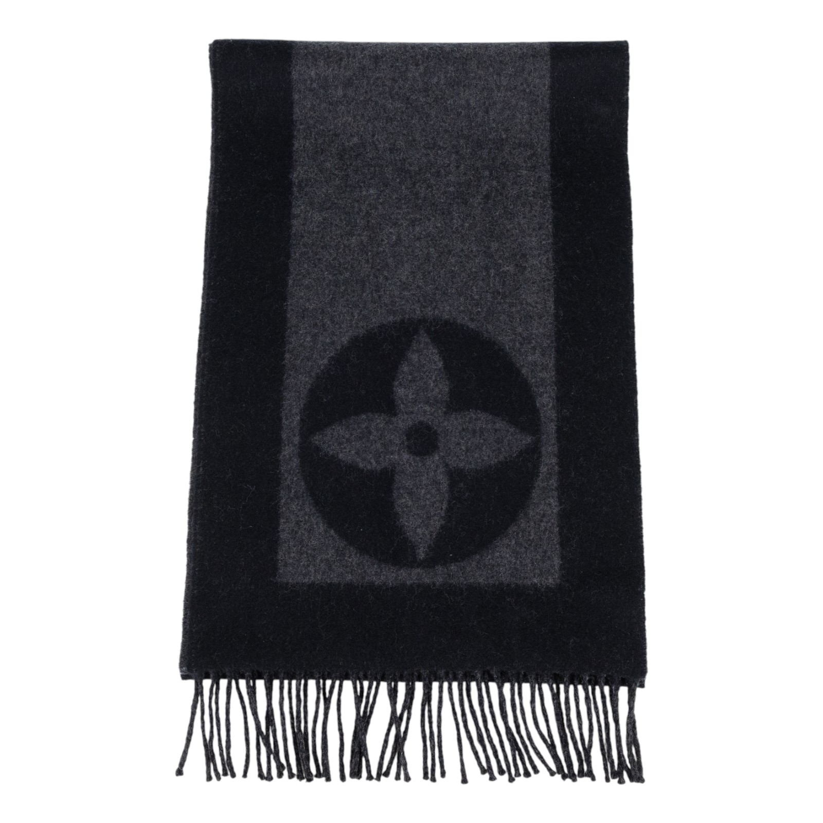 路易威登 LOUIS VUITTON Monogram 老花 圍巾 M70482 黑羊毛原花圍巾 無附屬品