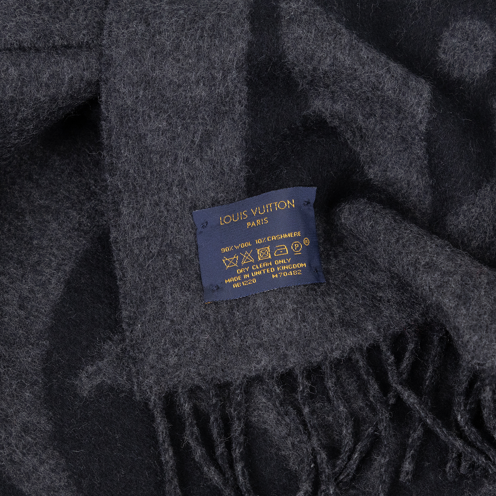 路易威登 LOUIS VUITTON Monogram 老花 圍巾 M70482 黑羊毛原花圍巾 無附屬品